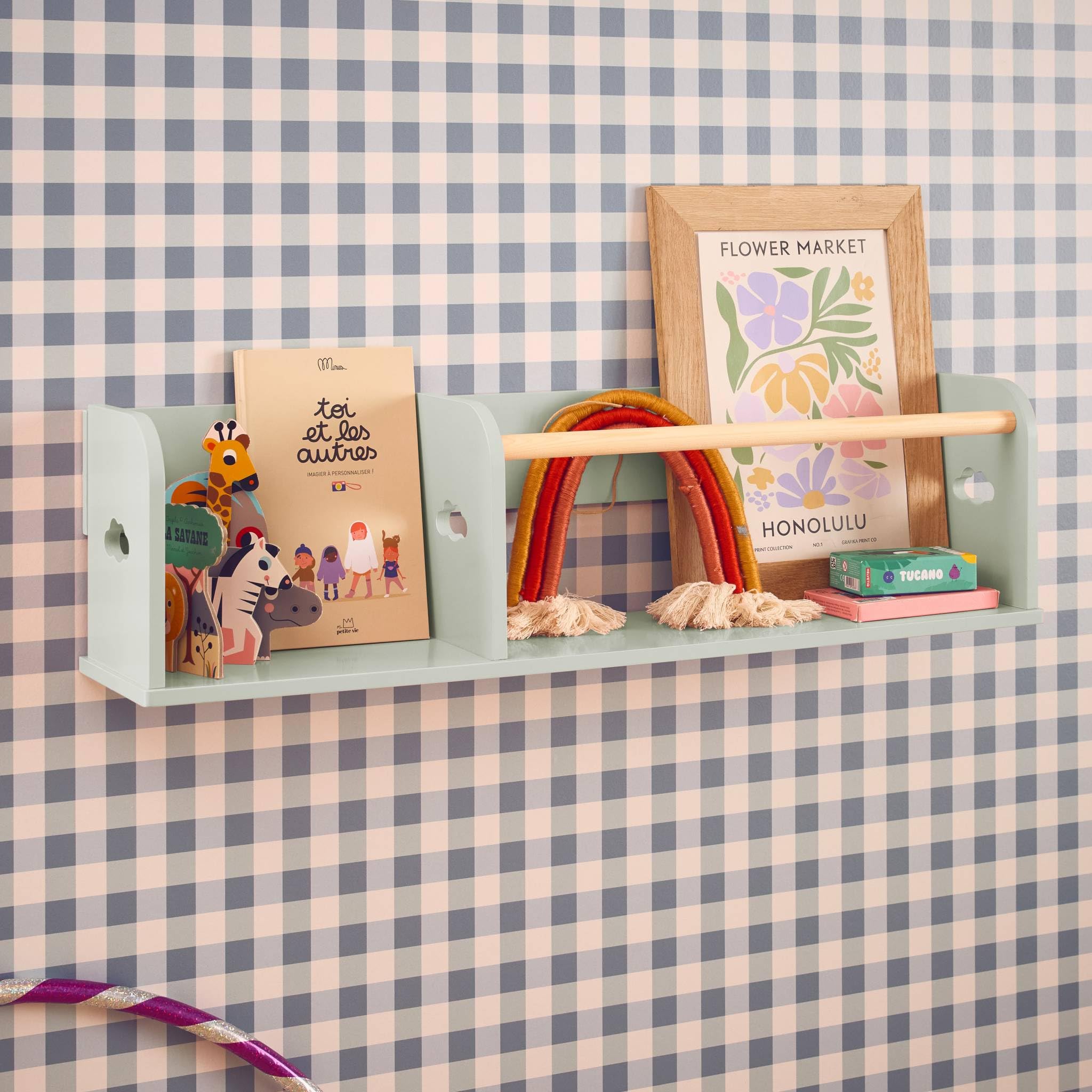 Sweeek Estantería de pared Nephos 80cm para dormitorio infantil 80x16.5x21 cm Verde