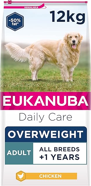 Eukanuba Overweight and Sterilised Low Fat Complete Dry Dog Food for Adult Dogs with Chicken 12 kg