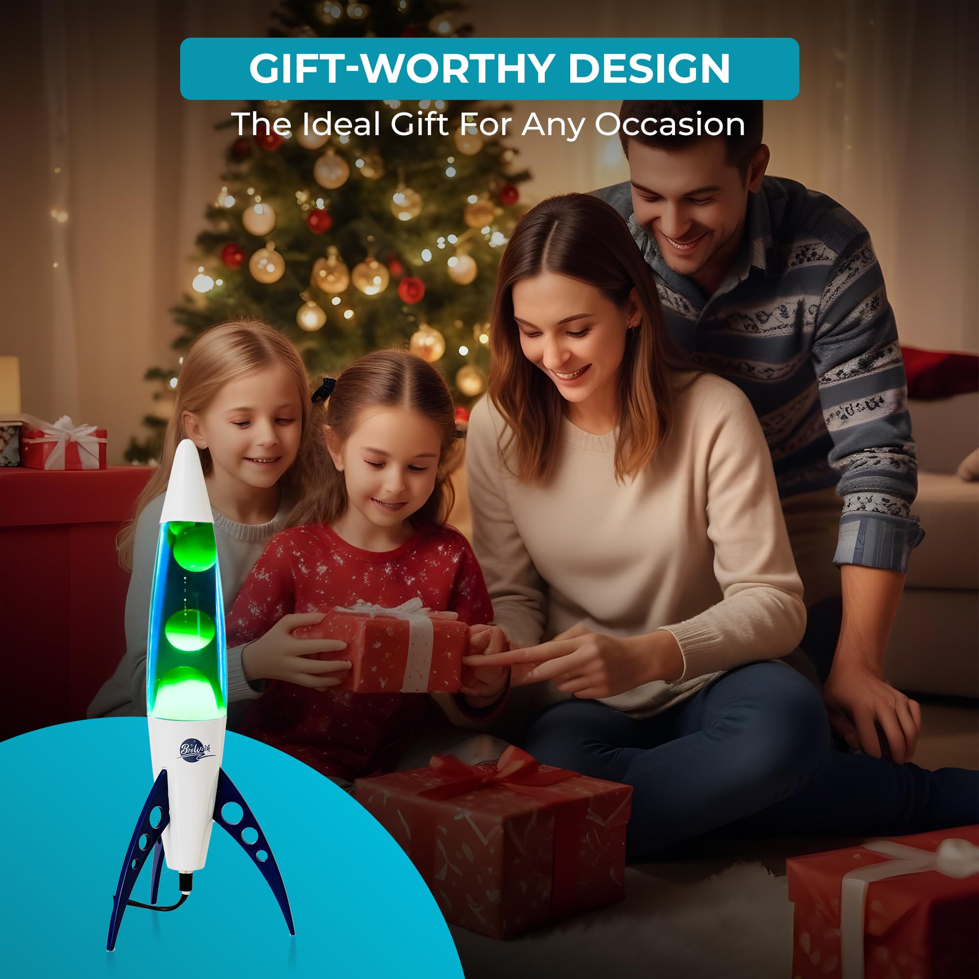 Lámpara de movimiento líquido | Lámpara de magma con cera verde líquida azul | Lámparas de cohete inspiradas en el espacio para niños, adultos | Luz nocturna | Cosas geniales para el hogar 7