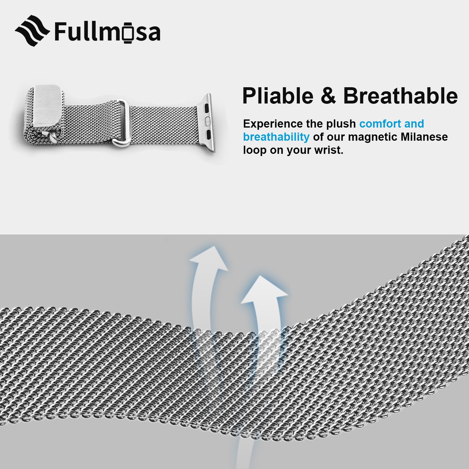 Fullmosa Cinturino Metallo Compatibile con Apple Watch Cinturino 44mm 40mm 46mm 45mm 49mm 41mm 42mm Donna Uomo, Cinturini Acciaio Inossidabile per iWatch Ultra SE Serie 10 9 8 7 6 5 4 3 2 1, Argento