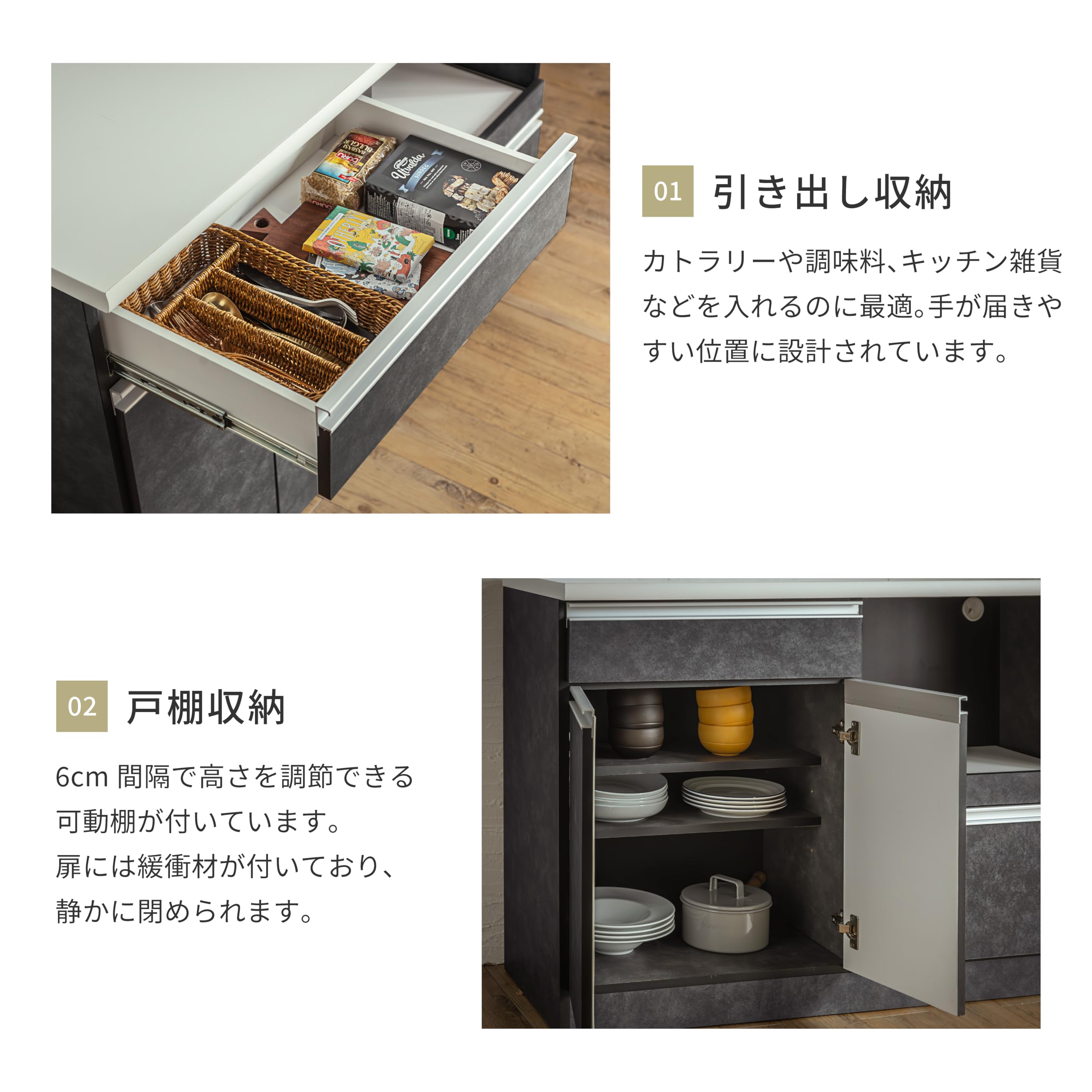 美品✨ キッチンカウンター 食器棚　キッチン収納　グレージュ　120cm 送料込 Amazon｜Pure Luxe キッチンカウンター 120cm 食器棚 収納 キッチン