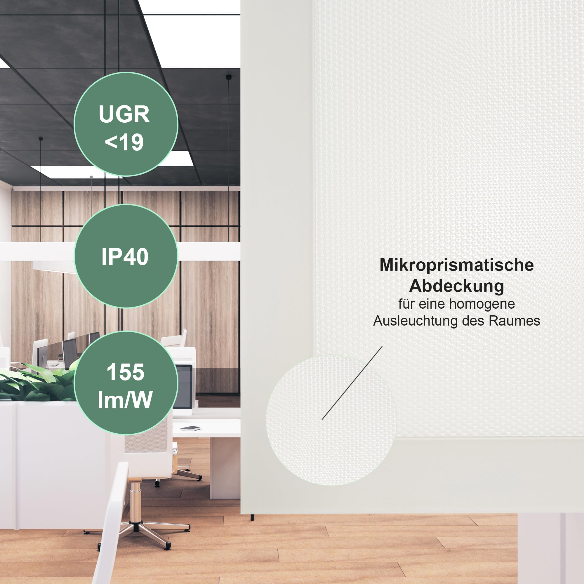 LED Panelleuchte 62x62cm 7000lm 45W 4000K (inkl.Treiber) | Einlegeleuchte, Rasterdeckenleuchte, Neutralweiß, Büroleuchte, Deckenlampe