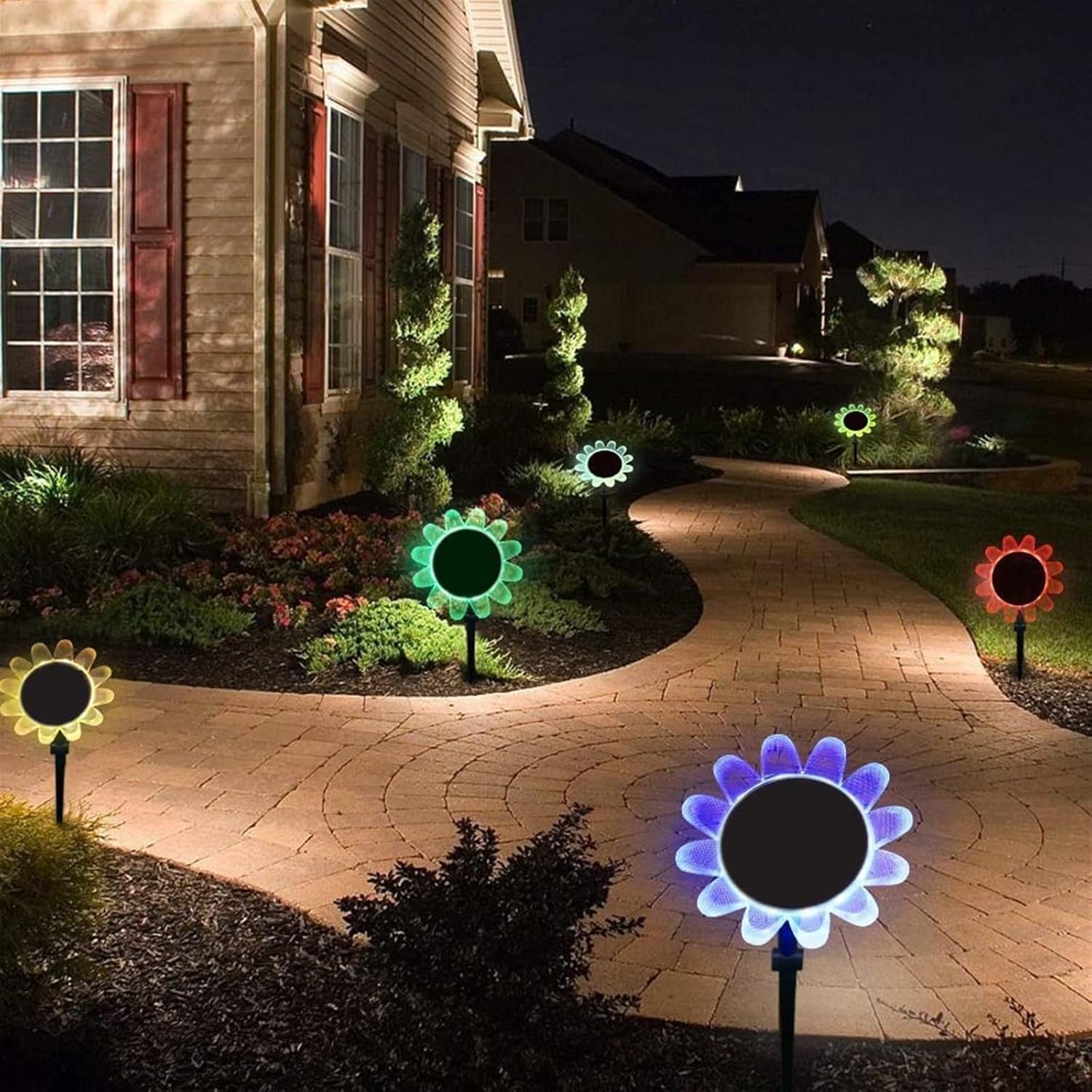 RGB Floating Pool Lights Solar Powered Sunflower Garden Lamp IP68 Waterproof LED Pond Lights with Remote Outdoor Yard Lawn Light(1 PCS)