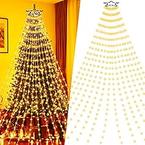 Luci Albero di Natale Interno Esterno 400 LED 2,5 Metri 16 Fili, Lucine Luci Albero di Natale a Cascata LED IP44 Impermeabile, Illuminazione Catena Luminosa Esterno Natalizia 8 Modalità, Bianco Caldo