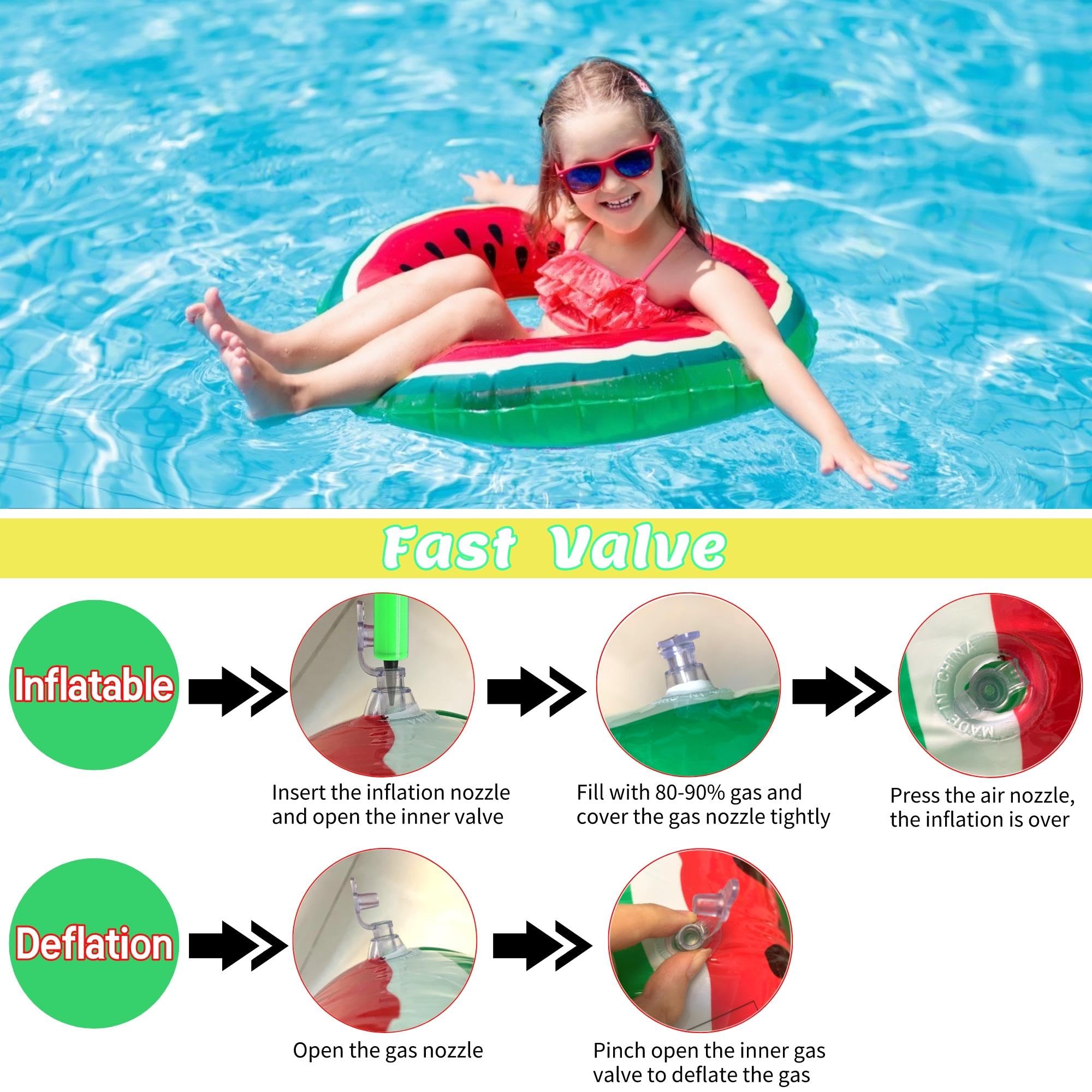 Chennyfun 6 PCS Ciambella Salvagente Frutta, Anello da Nuoto Frutta Gonfiabile per Bambini e Adulti Set, con Motivo di Fruit, con Pallone da Spiaggia per Nuotare Spiaggia Festa Decorazione per Feste