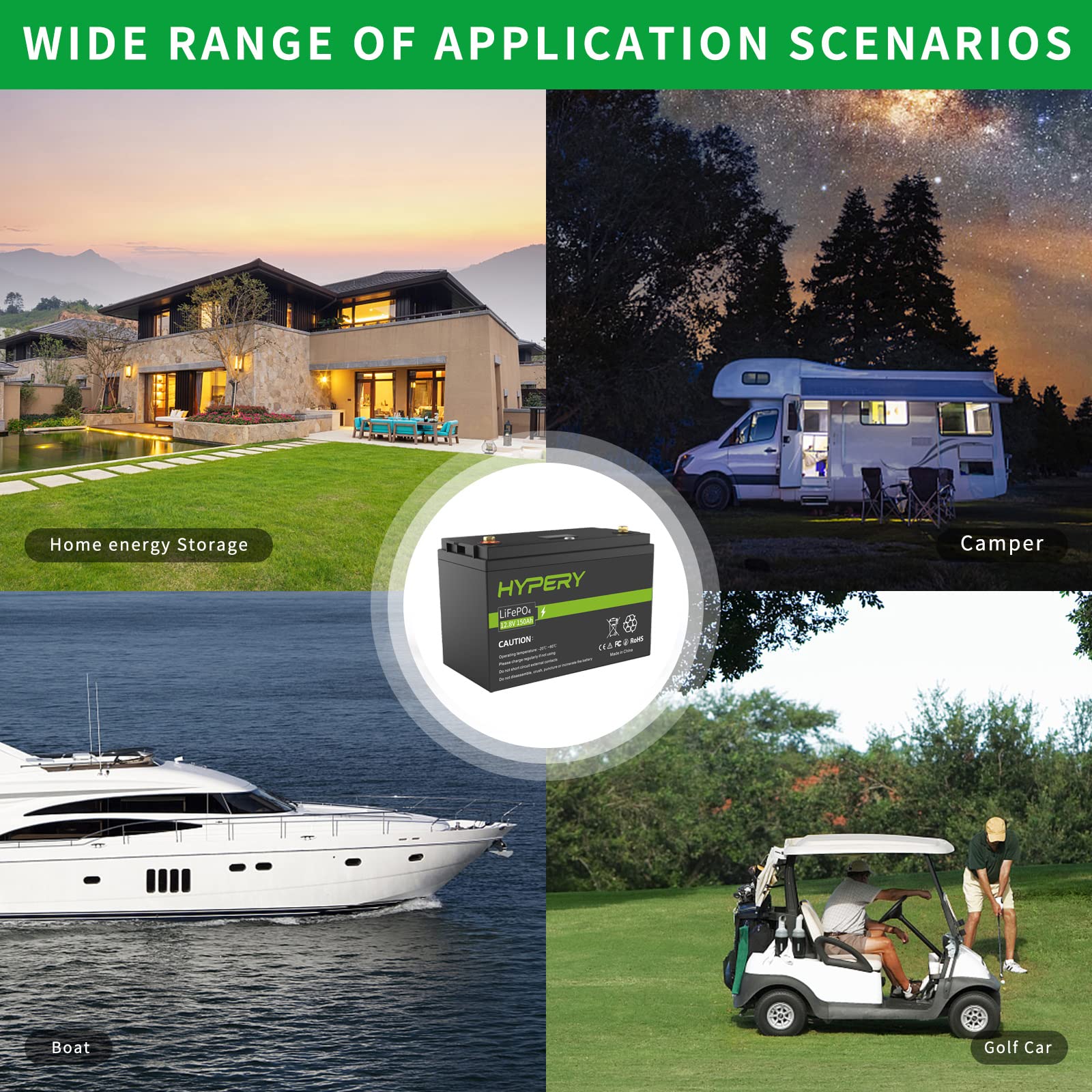 Batteria Smart 12V 150AH LiFePO4 con schermo a LED, interruttore di sicurezza e BMS, batteria al litio perfetta per camper, carrelli da golf, barche e stoccaggio energetico domestico