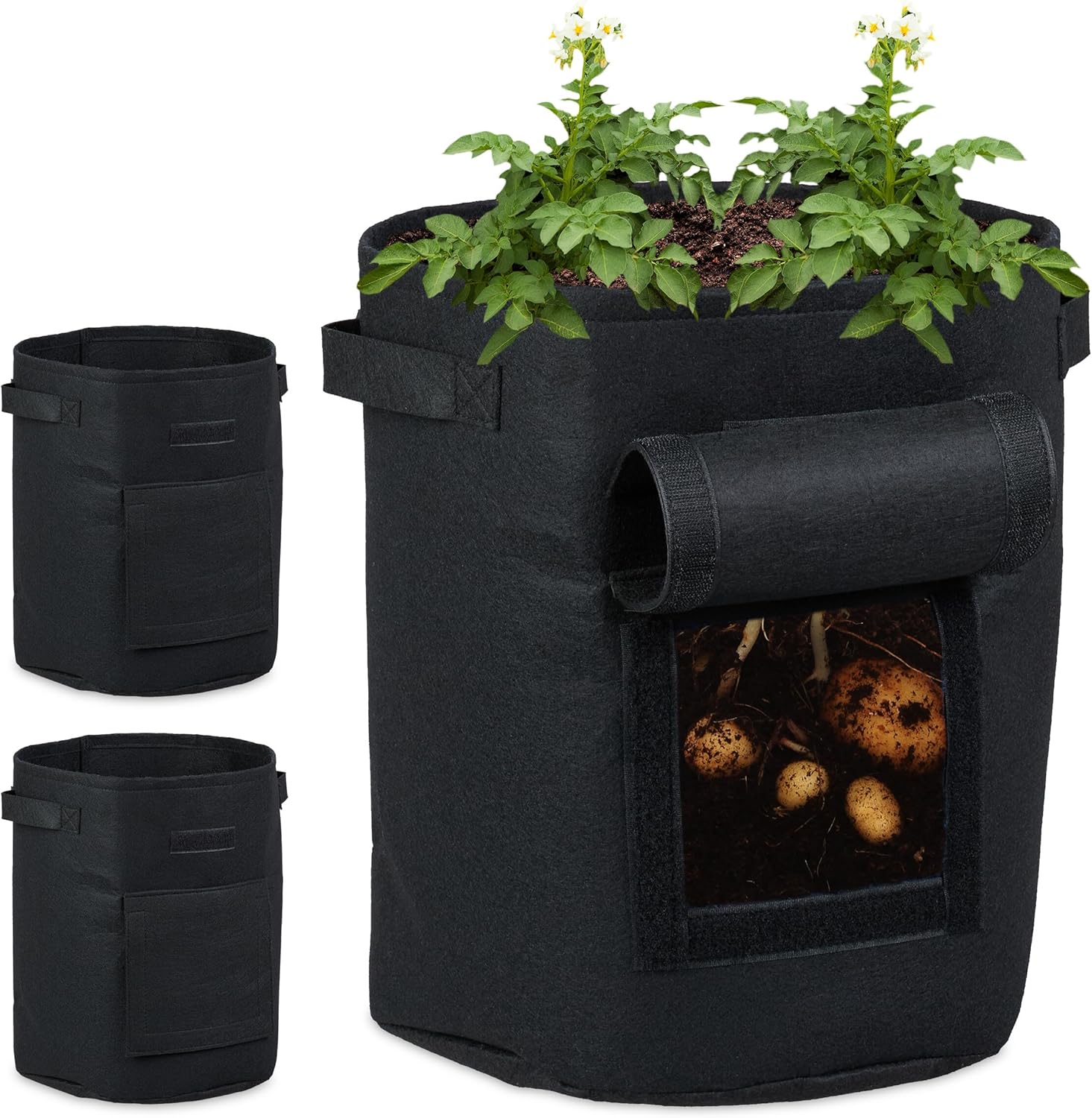 YOUXISC Pflanzsack 30L 4er Set - Filz Pflanzbeutel Mit Gartenhandschuhen Für Balkon & Garten