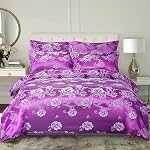 3 Pieces Duvet Cover Set,Jacquard Pattern Soft Microfiber Satin Silk Bedding Set,1 Duvet Cover and 2 Pillowcases,Silver Grey,Queen Size