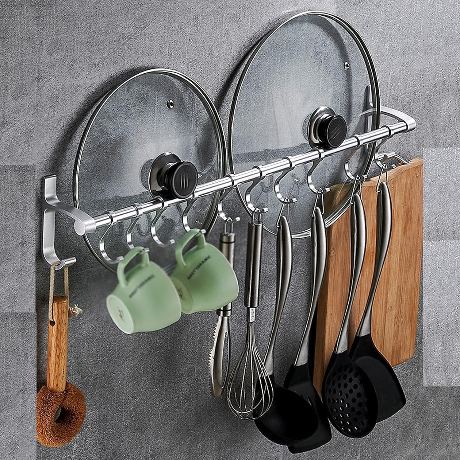 Utensil Rack,Kitchen Hanging Rail,Wall Mounted Utensil Racks,Kitchen Hanging Rail,Kitchen Utensil Holder, Utensil Racks, Pot and Pan Wall Mounted Rail rack, for Hanging Kitchen Utensils Set (Size : 40