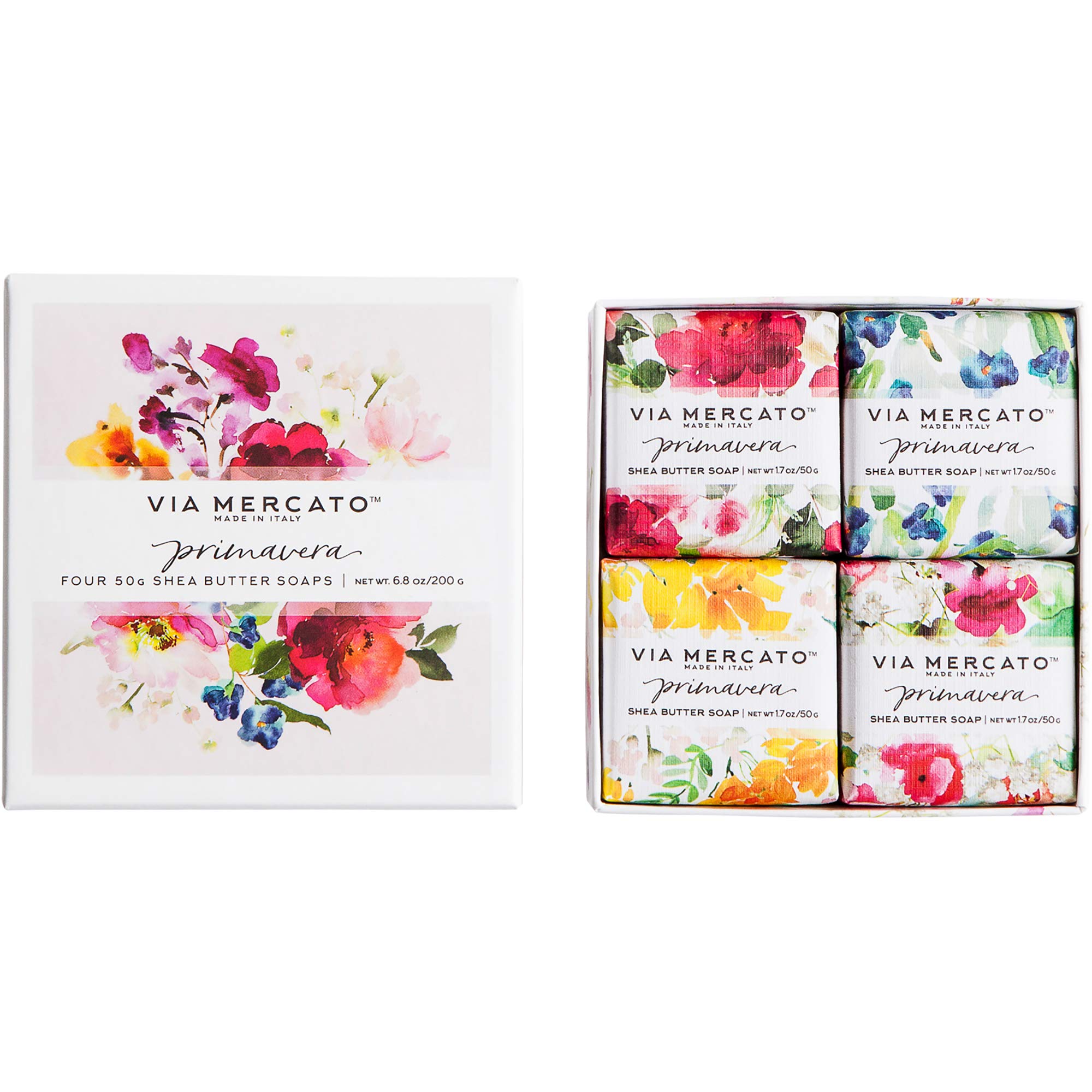 Via MercatoPrimavera Spring Collection, Soap Gift Set (4 x 50 gram), Spring Flowers