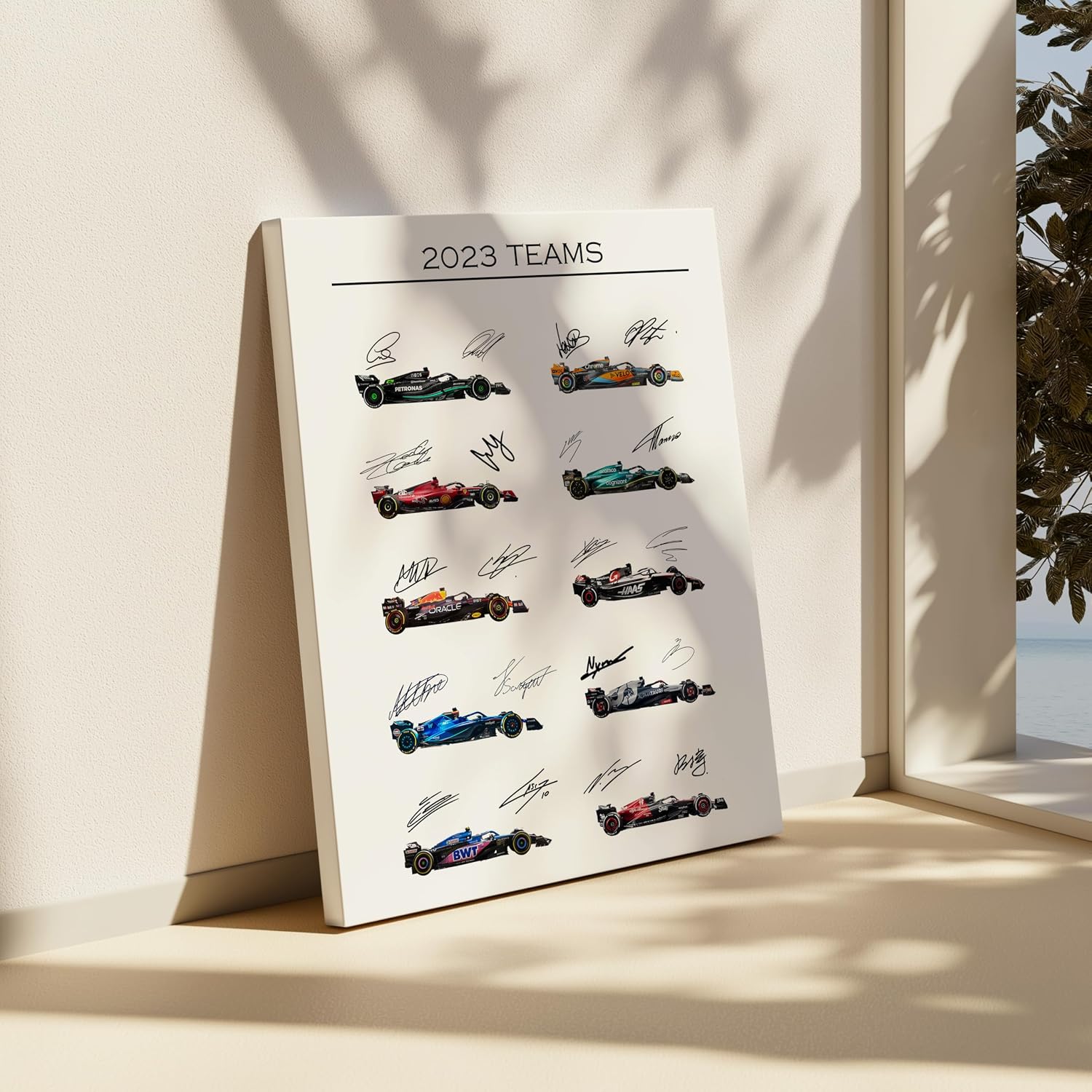 Poster Master 2023 Car Racing Canvas - Race Car Print - Sports Car Racing Art - Gift for Men, Women & Car Enthusiast - Great Wall Decor for Garage, Living Room or Office - 8x10 STRETCHED Canvas