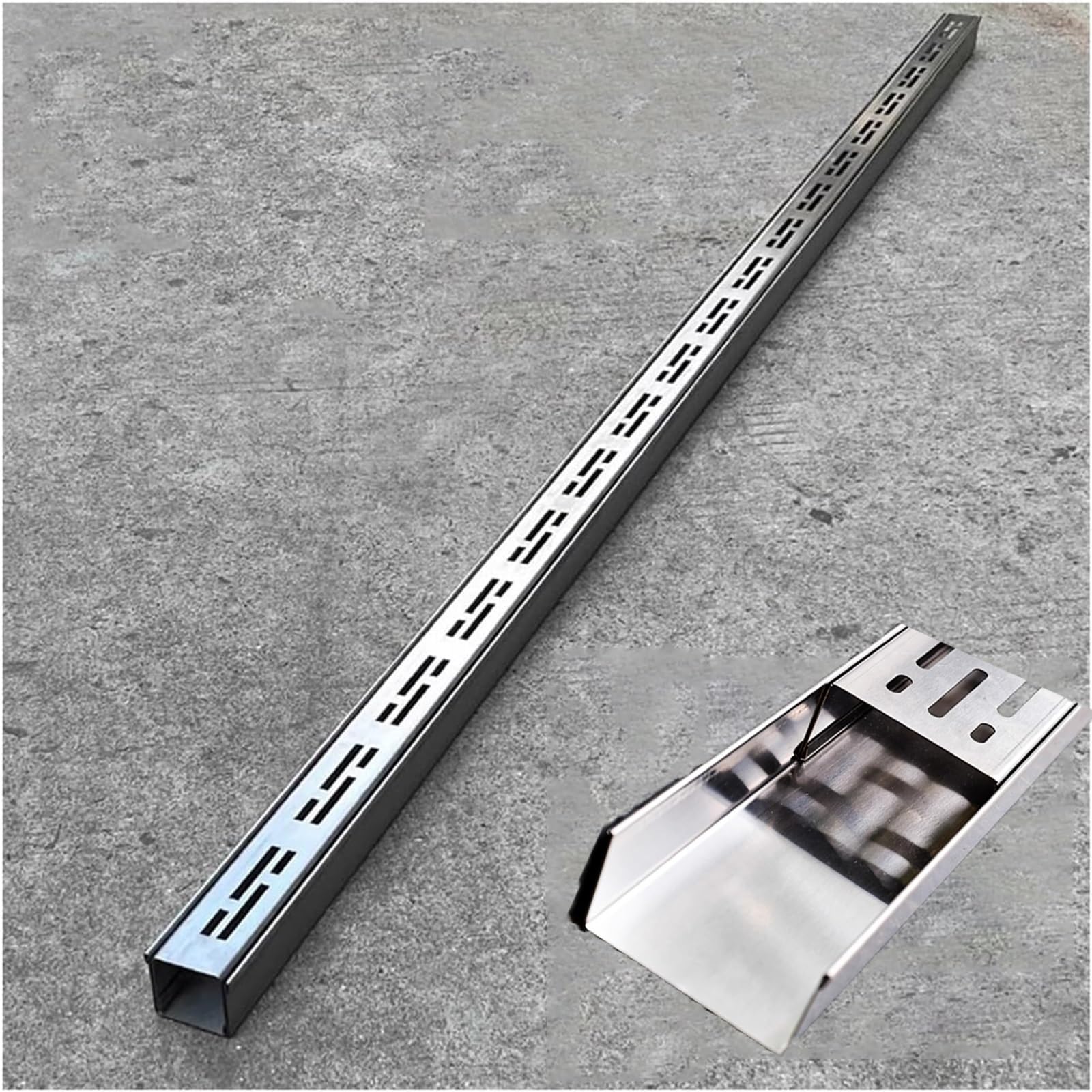 Genérico Tapas de desagüe de Canal de Acero Inoxidable 304 - Desagüe de Zanja Estrecho con Rejilla extraíble para Exteriores, Patio, terraza, baño, jardín, acera - 7x3cm/2.7x1.2in