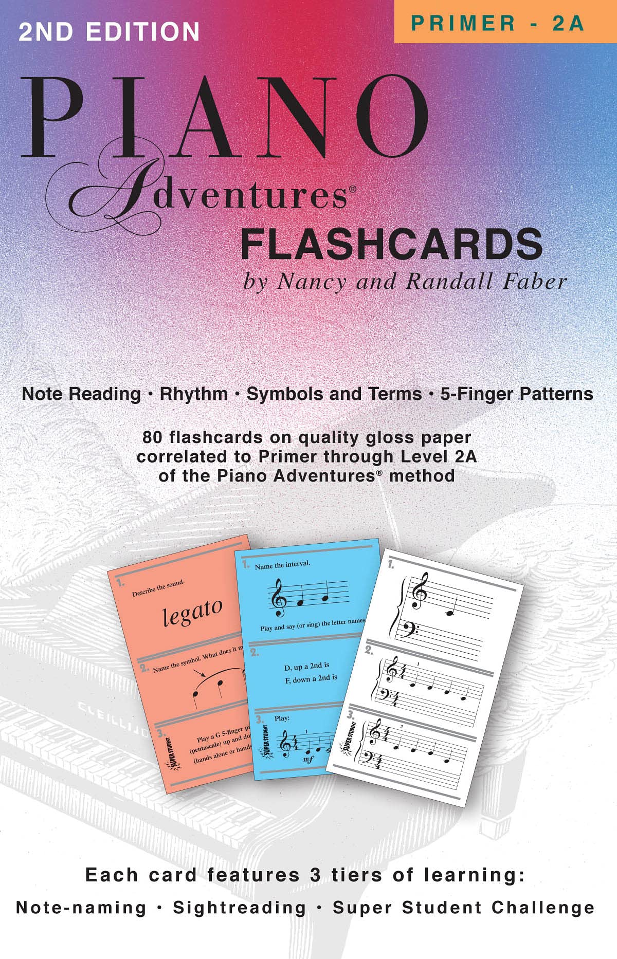 Piano Adventures: Flashcards In-a-Box | 2nd Edition by Nancy and Randall Faber | 80 Color Cards for Note Reading and Sightreading | Piano Teaching Tool for Beginners and Elementary Students