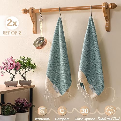 Miniatura 2 de Toallas de mano – Juego de 2 18 x 30 pulgadas – Toalla de mano turca decorativa para baño, cocina, invitados, cara, cabello, té, paño de cocina