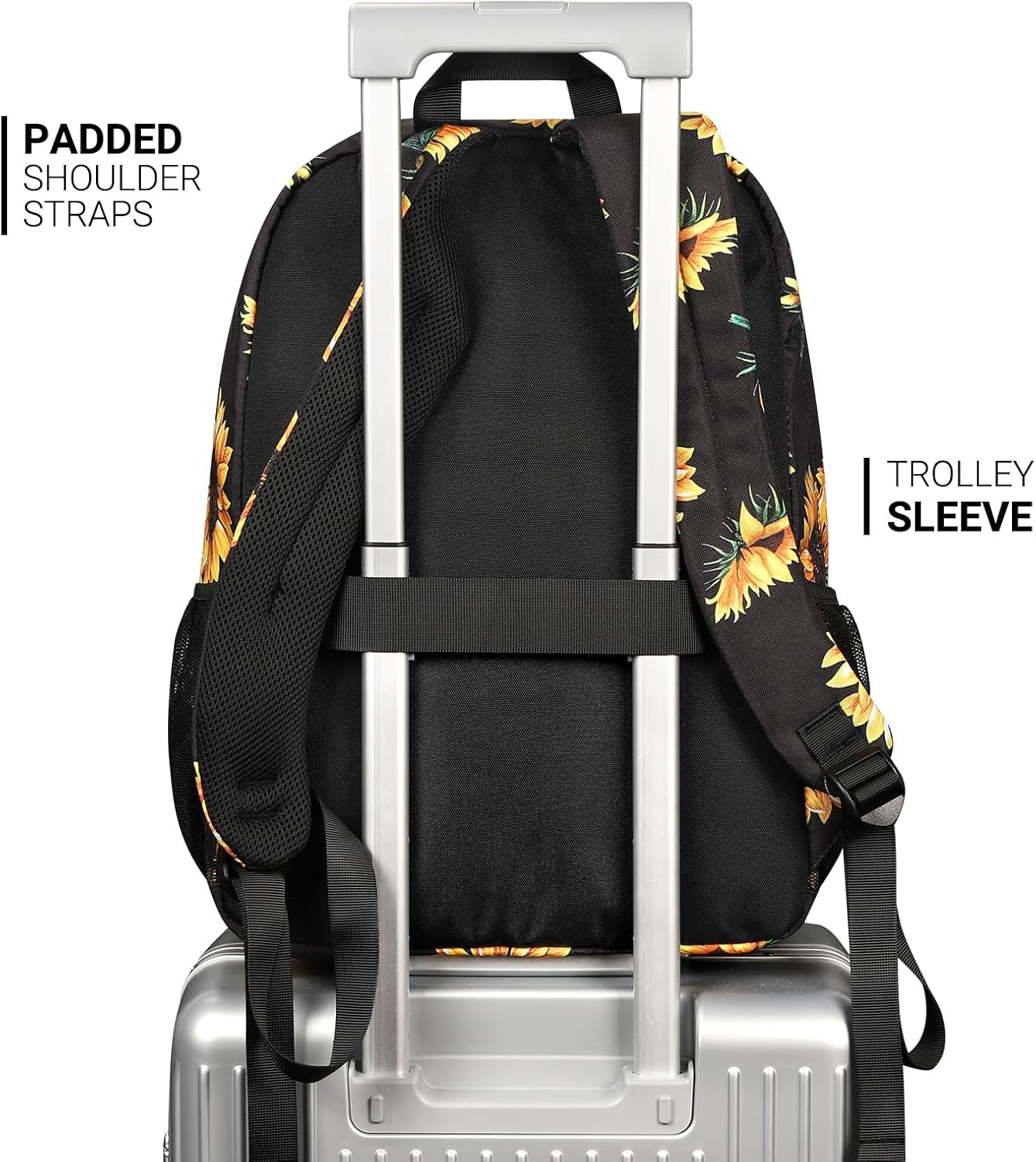 ZORFIN 26L Backpack for College, and Travel: Water Resistant Bookbag - Sunflower - Image 4