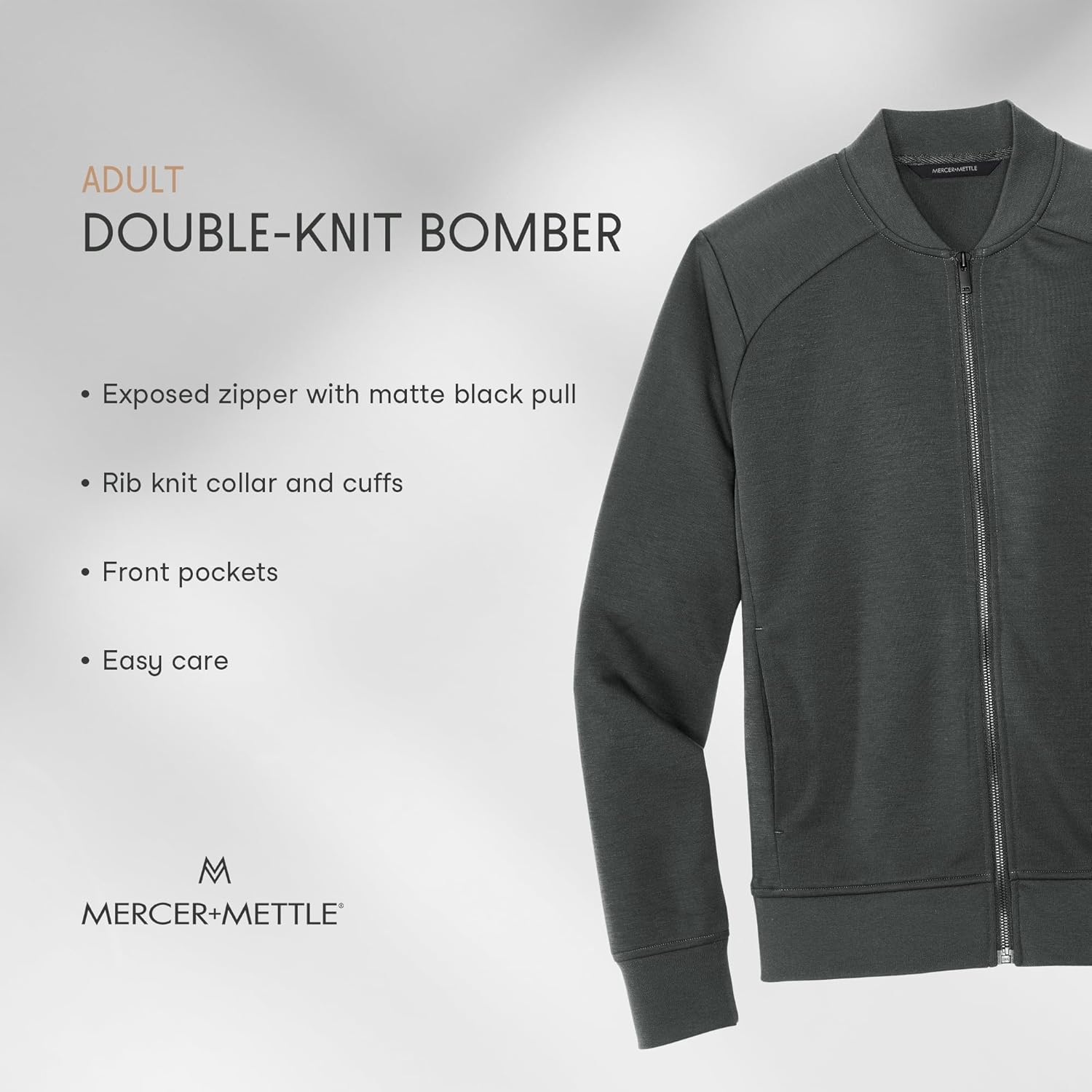 Mercer+Mettle Unisex Double-Knit Bomber | Lightweight Zip Up Jacket for Men & Women, Casual Bomber Jacket for Work