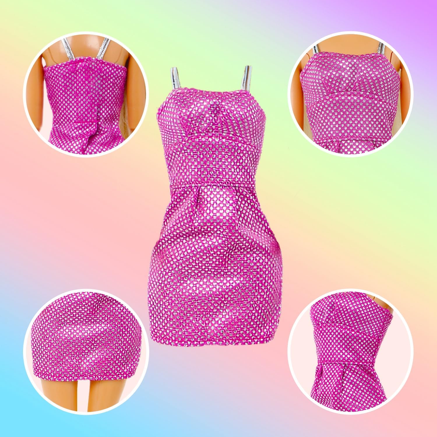 10 Sets Doll Clothes Fashion Floral Dresses Short Sequined Clothing Slip Dresses Skirt Casual Outfits for 11.5 inch Girl Dolls (NO Doll)