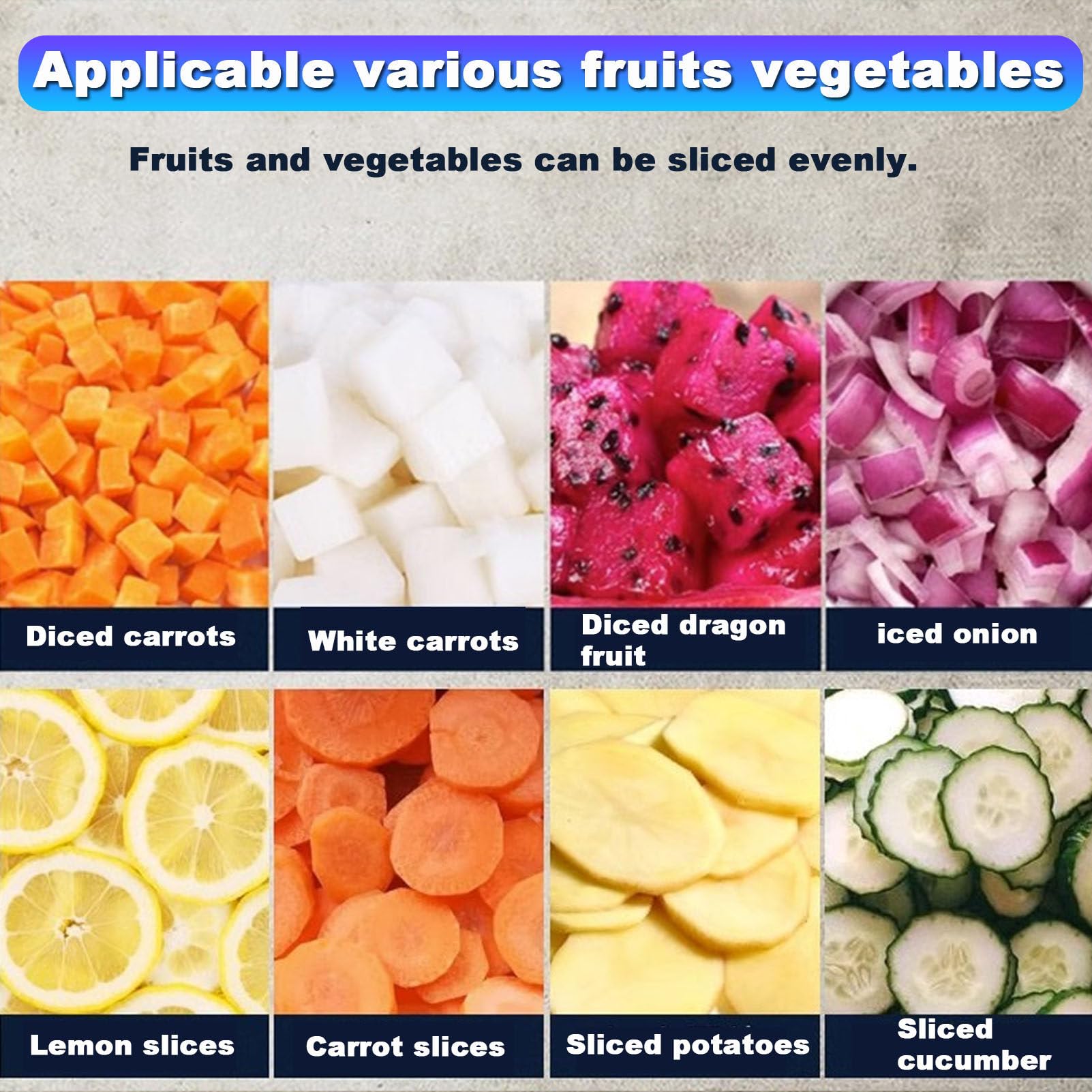 Cortador eléctrico de frutas y verduras, cortador de verduras desmontable para uso en la cocina del hogar, cortador de frutas eléctrico para restaurantes comerciales, cocina, z,15 mm