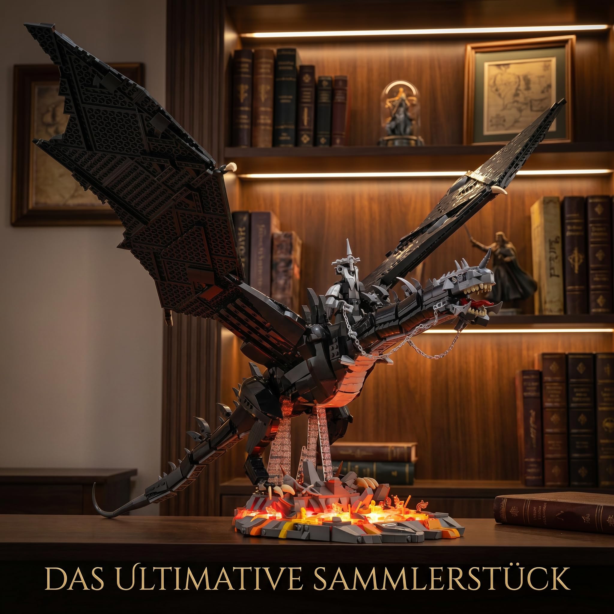 Klemmbausteine Ringe Dragon Set, 80 cm Lang, 2199 Teile | Lord Magic Rings Große Drachen Modell, Für Erwachsene, Film Fans & Sammler, Kompatibel mit Youmko YM011