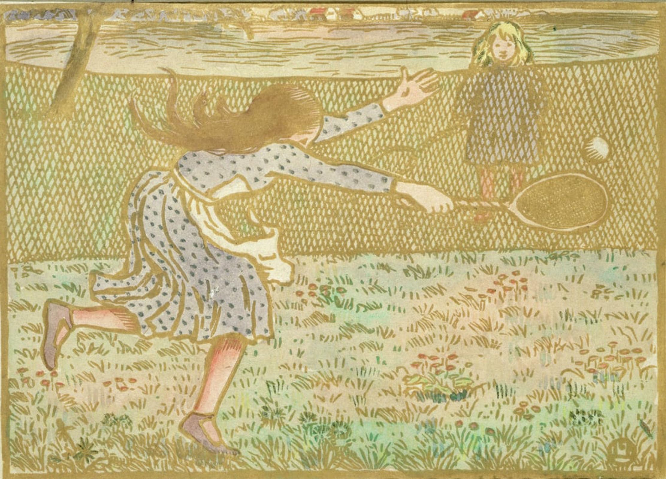 SERENDIPITP Vintage Wall Art Canvas Nordic Poster Canvas Print Picture Girls Playing Tennis by Camille Jacob Pissarro Wall Art Poster for Home Decor 60x90cm