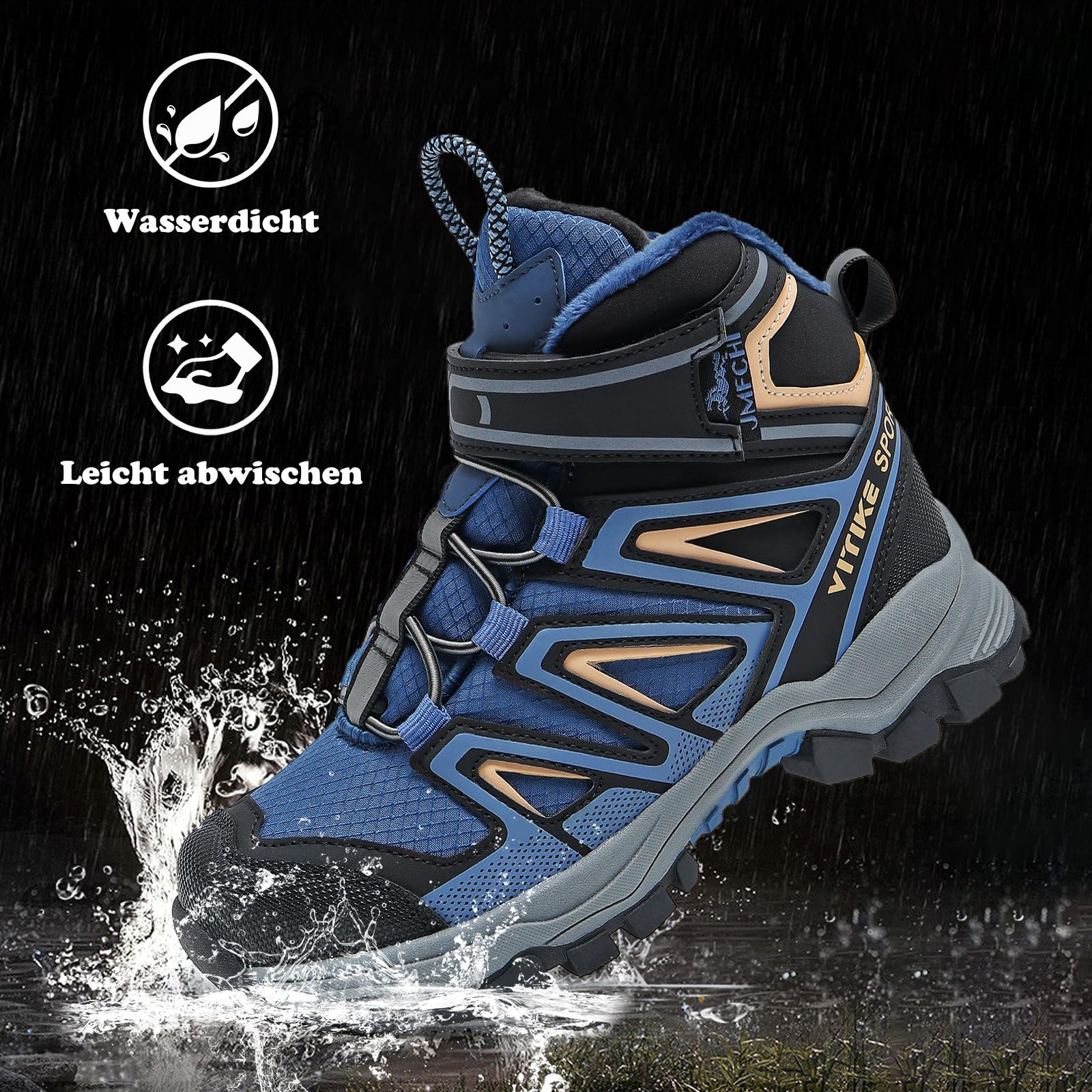 JMFCHI FASHION Chaussures d'hiver pour garçon - Bottes de neige - Doublure chaude - Chaussures de randonnée et de trekking