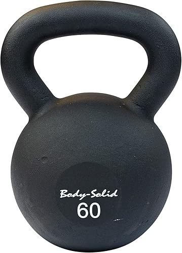 Miniatura 9 de Body-Solid - Pesa rusa de recubrimiento en polvo negro mate con mango de agarre, pesas rusas perfectas para entrenamiento con pesas y equipo de