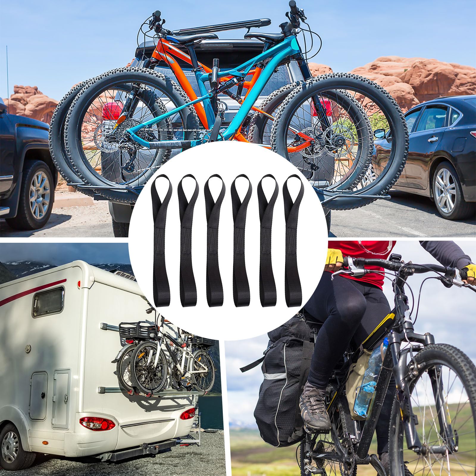 Spanbanden, sjorlussen, spanriem, 46 sjorbanden, korte riemlussen met lus, nylon, zwart, voor fiets, motorfiets, transport, 46 x 2,5 cm, 12 stuks Spanbanden, sjorlussen, spanriem, 46 sjorbanden, korte riemlussen met lus, nylon, zwart, voor fiets, motorfiets, transport, 46 x 2,5 cm, 12 stuks