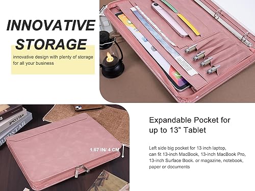 Miniatura 5 de Nombre grabado gratis, carpeta de cartera personalizada para mujeres, carpeta de 3 anillos de piel sintética, organizador de carpetas con