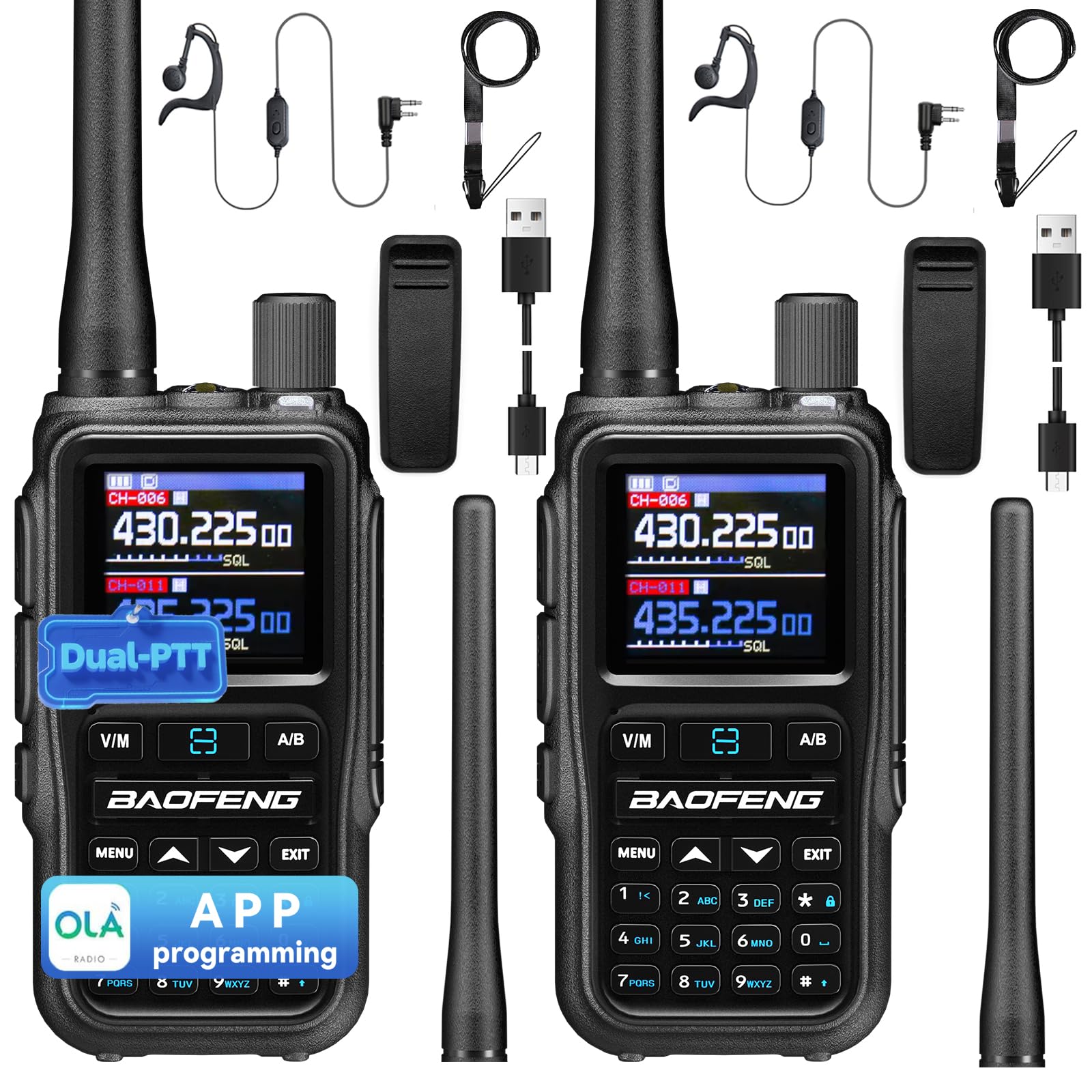 BAOFENG UV5RMINI Two Way Radio NOAA Weather Radio Dual PTT 999CH Survival Radio APP Programming Copy Frequency Ham Radio