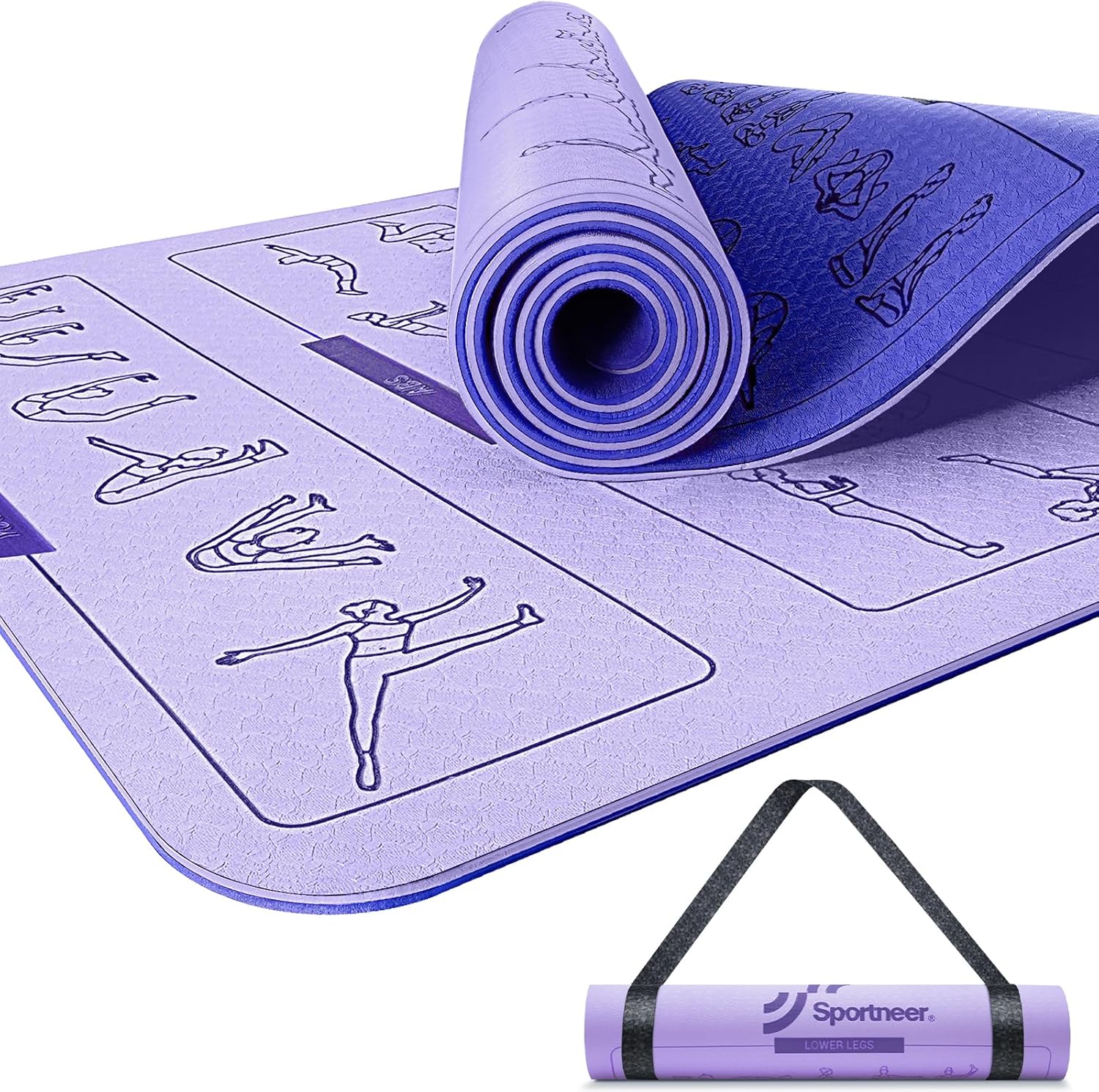 Yoga Mat with Poses, Sportneer Yoga Mats for Women & Men, Non Slip Double-Sided, Exercise Mats for Home Workout – 24″ Wide x 72″ Long x 1/4″ Thick – Exercise Mat Yoga Mat with Strap Home Gym Yoga Mat with Poses, Sportneer Yoga Mats for Women & Men, Non Slip Double-Sided, Exercise Mats for Home Workout – 24″ Wide x 72″ Long x 1/4″ Thick – Exercise Mat Yoga Mat with Strap Home Gym