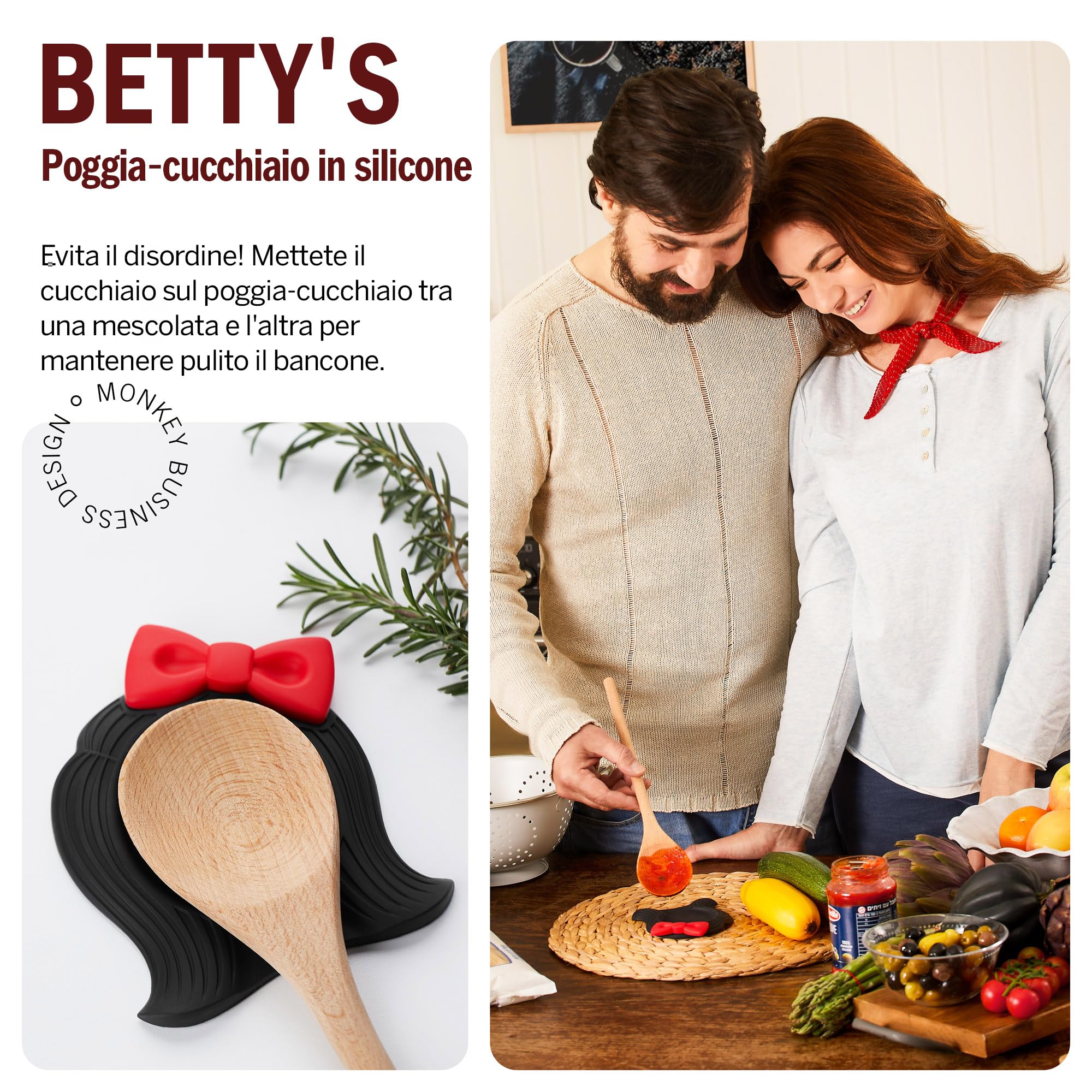 Poggia-Cucchiaio A Forma Di Parrucca Betty - In Silicone, Gadget Divertente Per Cucina, Anti-Macchia - Foto 13