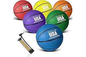 Jenaai 6 Pcs Rubber Basketballs Official Size, Multicolor