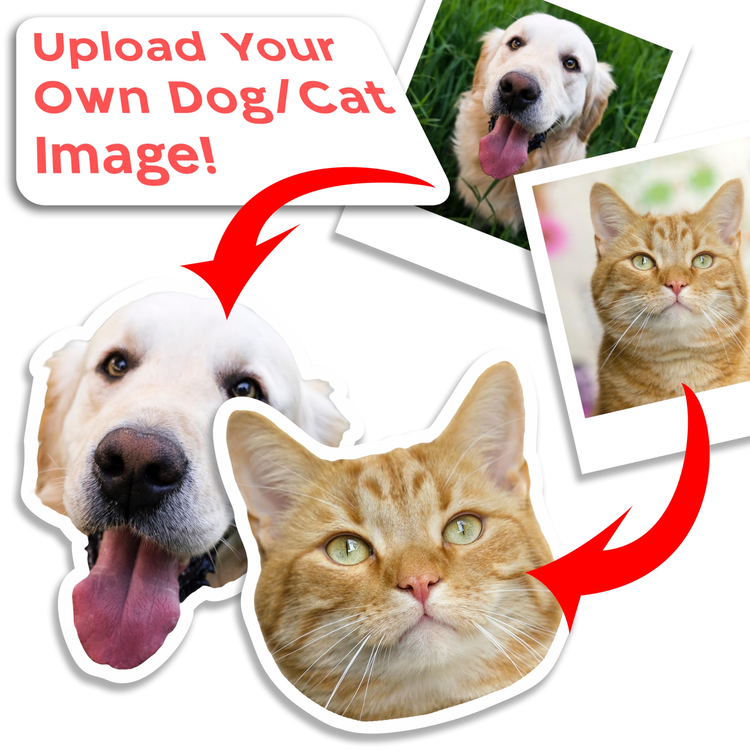 VulgrCo Upload Your Own Dog or Cat Custom Sticker Decals - Customizable Waterproof Adhesive Pet Photo Decal Cute Diecut Stickers of Dogs Cats Pets