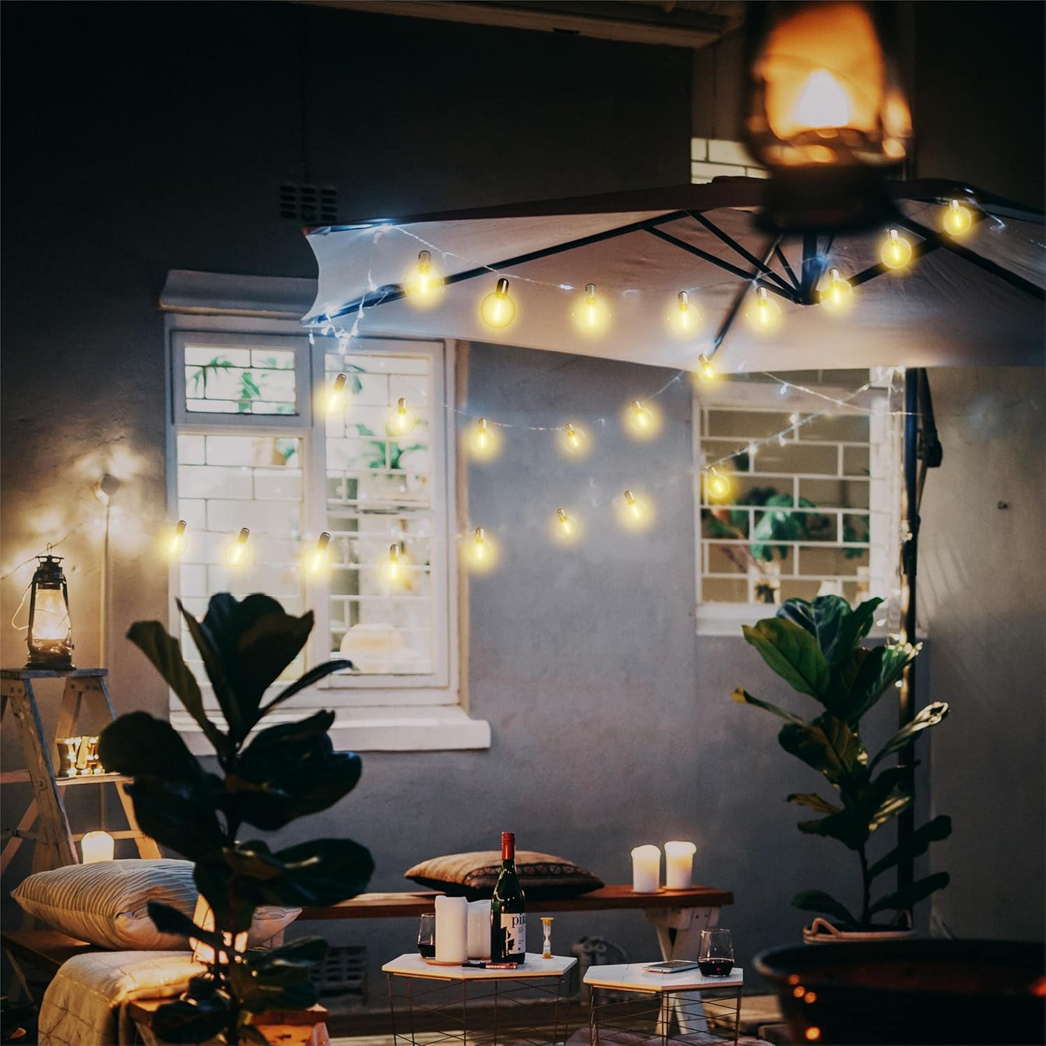 Indoor String Lights 48FT(24X2),Dimmable Globe String Lights with 40 Bulbs,Decorative Hanging Bulb Lights for Bedroom,Parties,Porch…