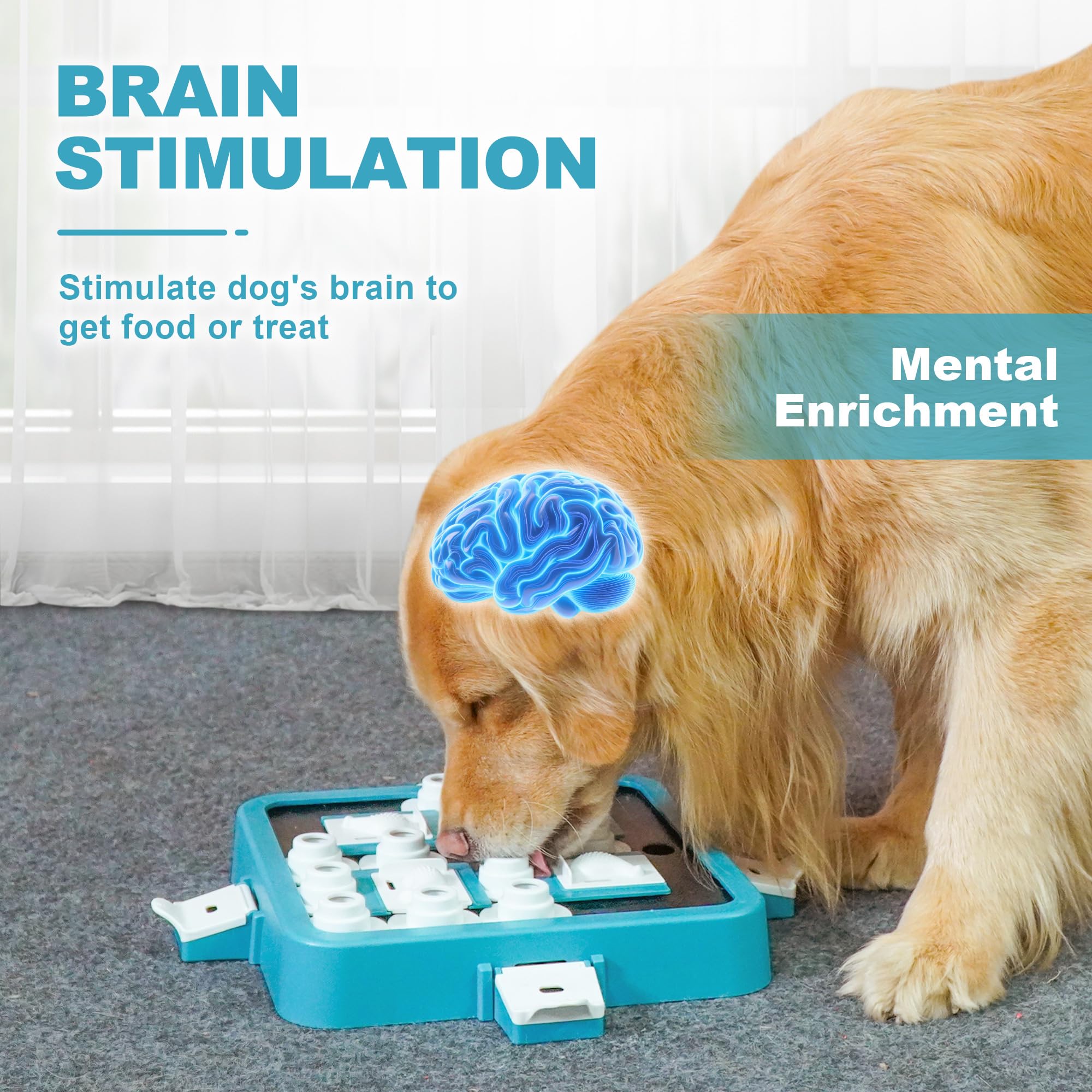 Aluckmao Großes Hunde-Puzzle-Spielzeug, einstellbare Stufen, Anfänger bis Fortgeschrittene | Food Treat Game, Brain Stimulation, Mental Enrichment, Green