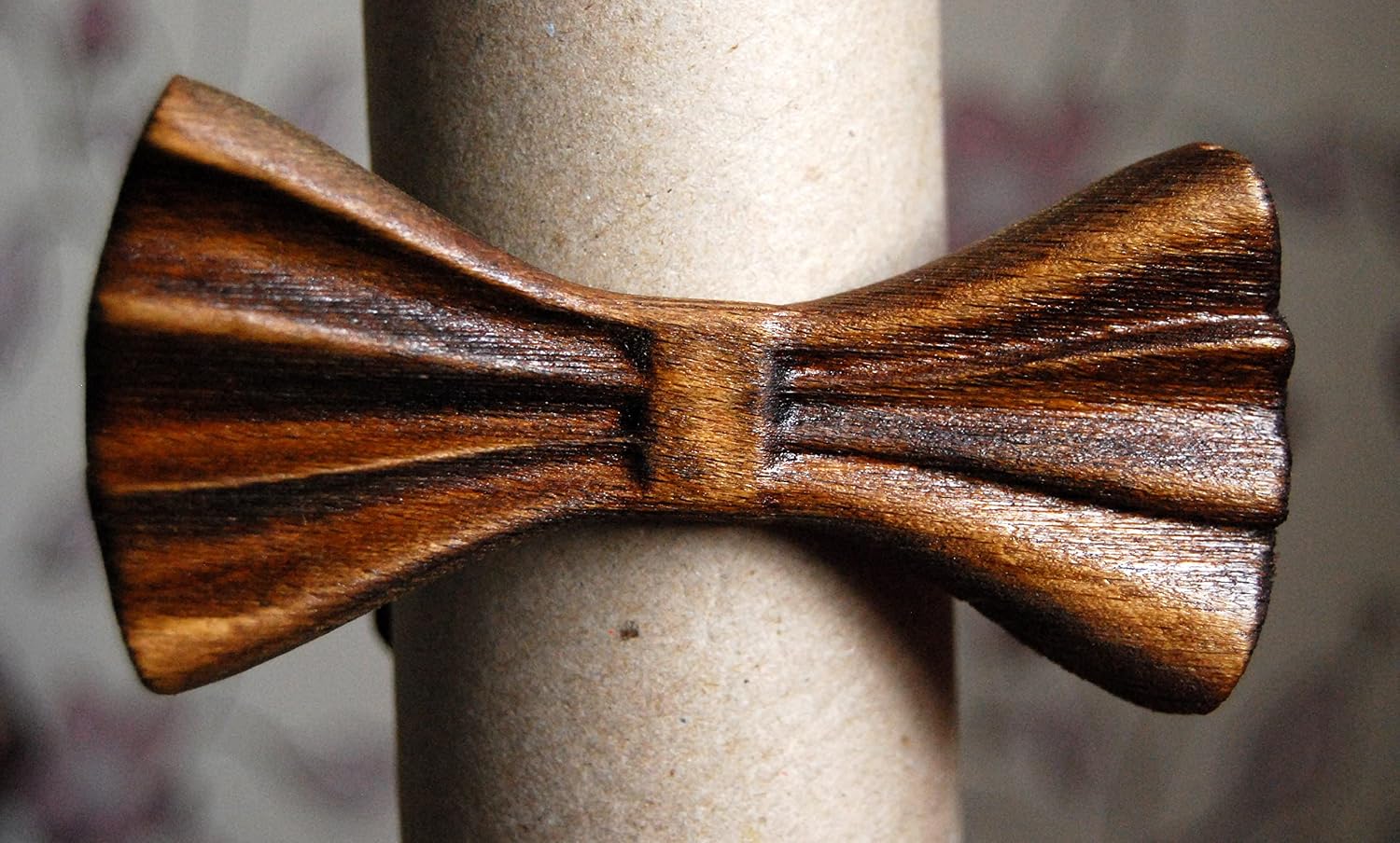 3D Mens Wooden Bow Tie - Ukrainian Unique Wood Bow Tie for Men - Wave Design Wedding Bowtie for Men and Boys in Craft Box