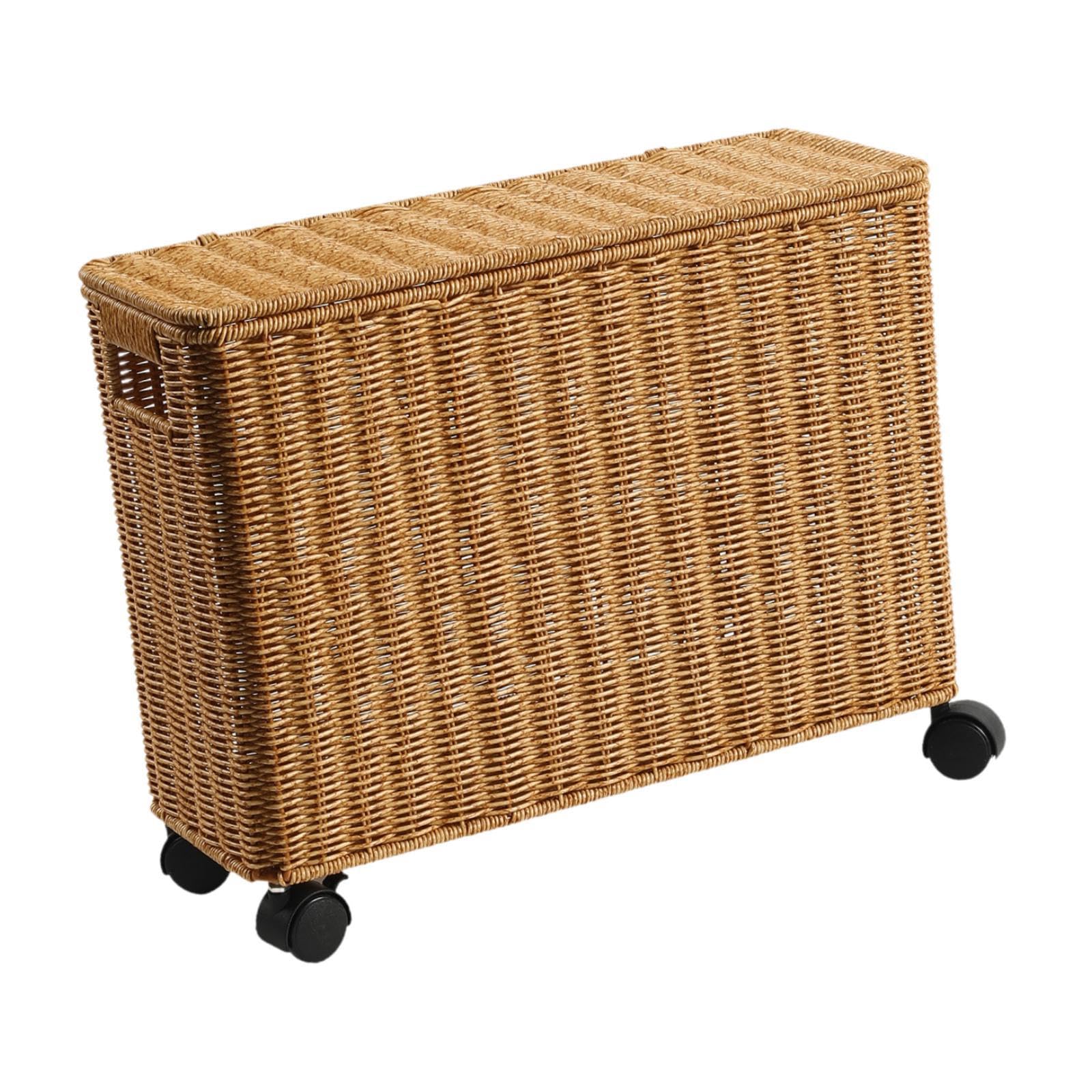 Panier étroit tressé et porte-revues : organisateur objets divers placard