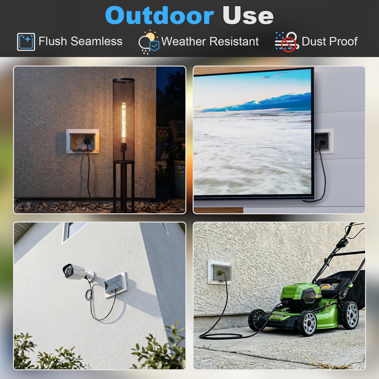 Einbaudose, DBHR1C Low Profile Elektrische Steckdosenbox mit wetterfester Abdeckung für flache Oberflächen Nachrüstung, keine Runde, horizontal, transparent