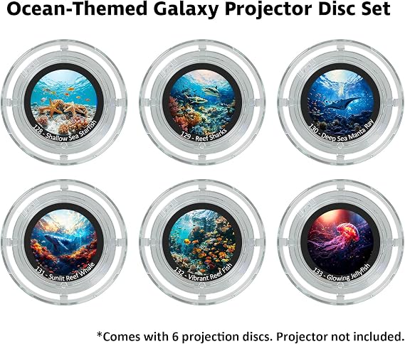 Galaxy Projector Proディスク、アップグレードされた新しい海洋生物の交換用スライド、6つの海洋パターンのアップグレード、BL‑DQY02 Pro、Starプロジェクターナイトライトディスク、ベッドルームナイトライト用デバイスは含まれません。