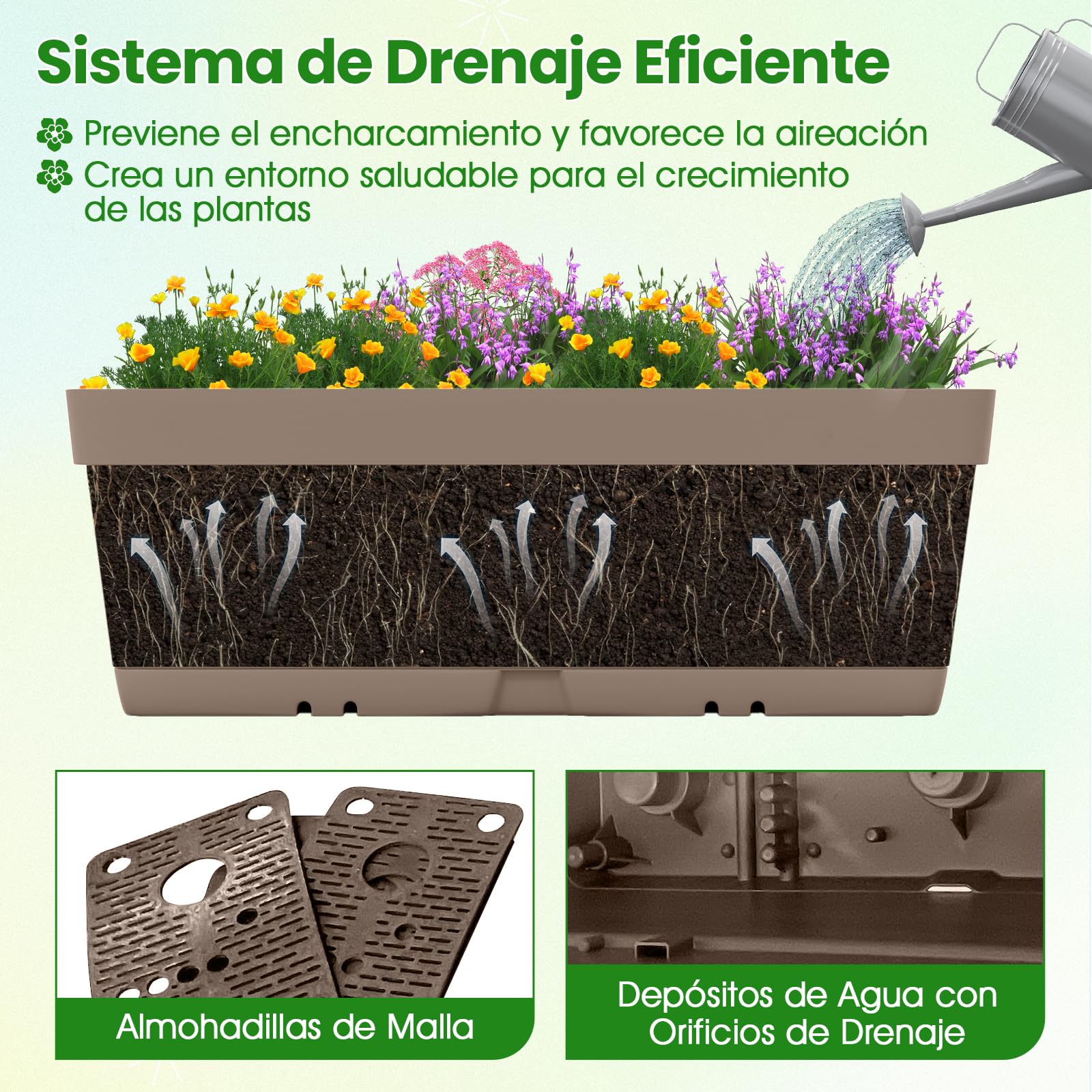 COSTWAY Cajas de Jardinería de 6 Piezas, Jardín Vertical Elevado, Diseño Bricolaje, Torre de Plantación para Vegetales Hierbas Flores, Macetas Jardinera en para Patio Jardín Balcón (Gris)