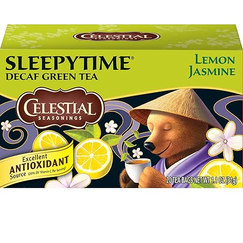 Celestial Seasonings té verde jazmín de limón descafeinado a tiempo de sueño 20 unidades