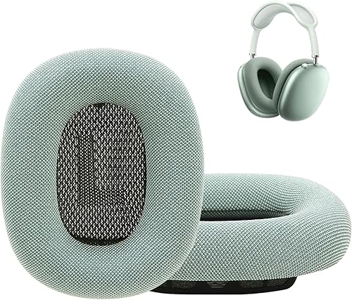 Almohadillas de repuesto Earrock para auriculares AirPods Max, almohadillas cubiertas de tela de malla con espuma viscoelástica y imán (verde)