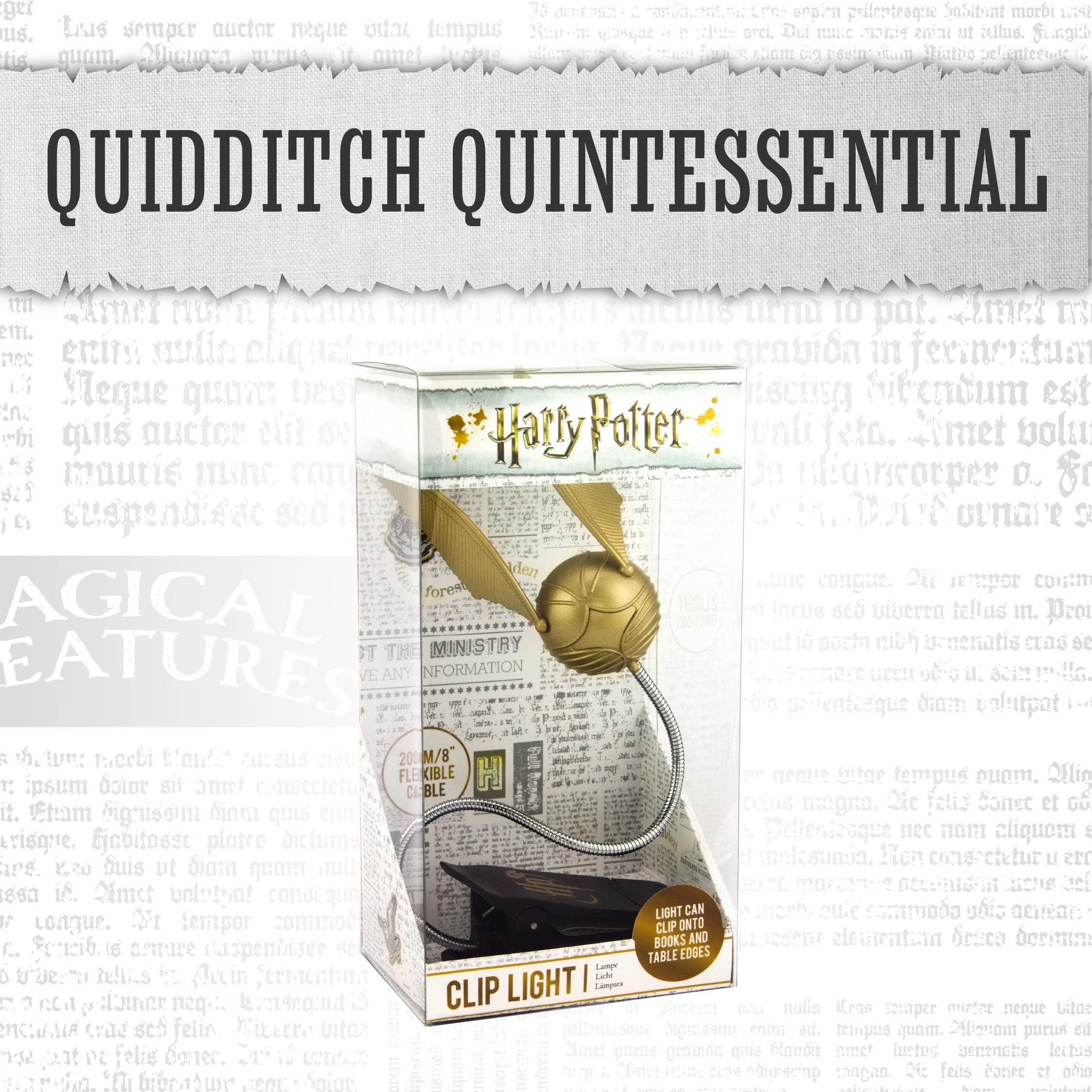 Luz de lectura de la snitch dorada de Harry Potter, clip para libro con 3 niveles de brillo