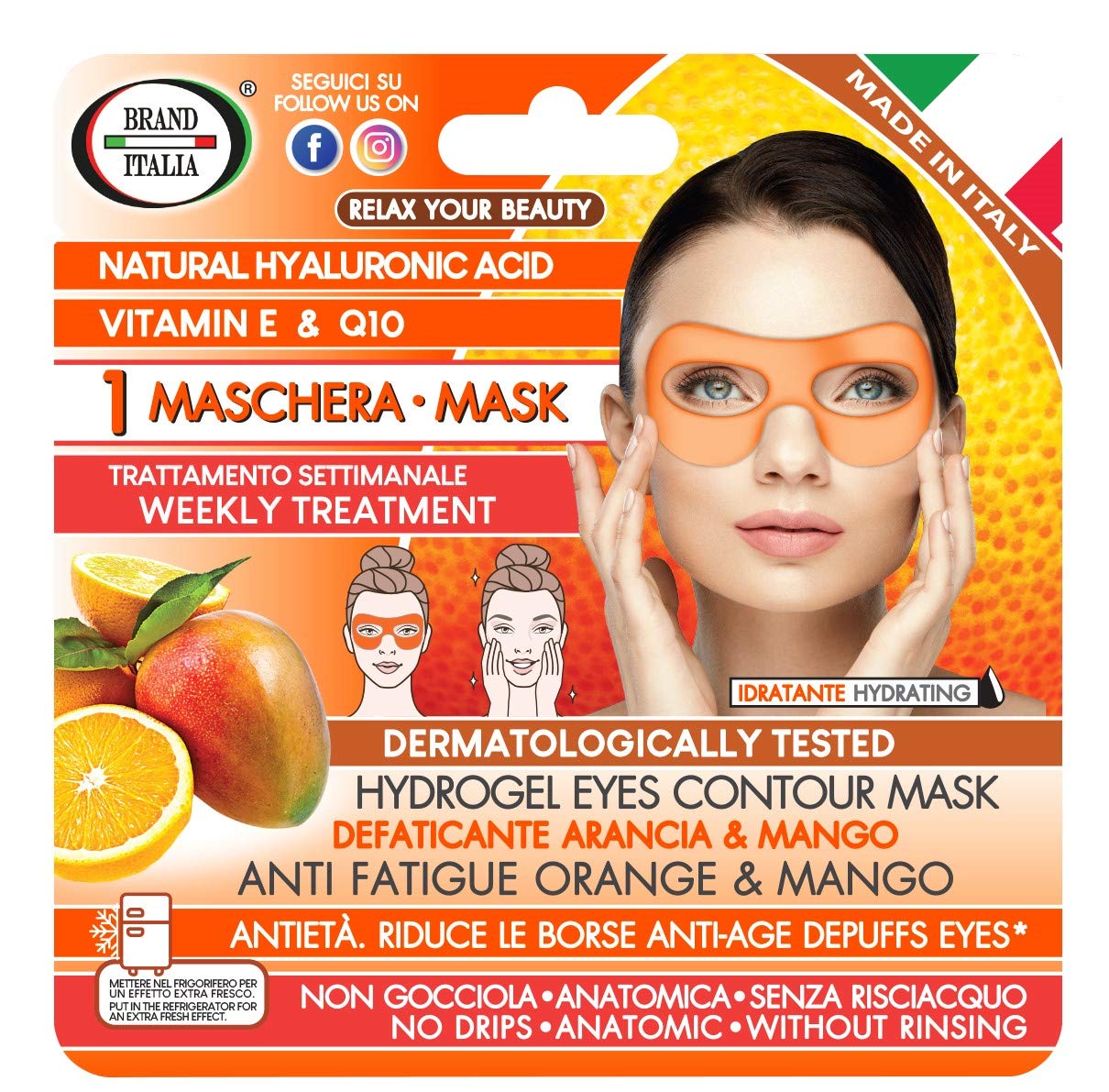 Eye mask depleting with extracts of ORANGE&MANGO - Eyes HYDROGEL Mask - Brand Italia