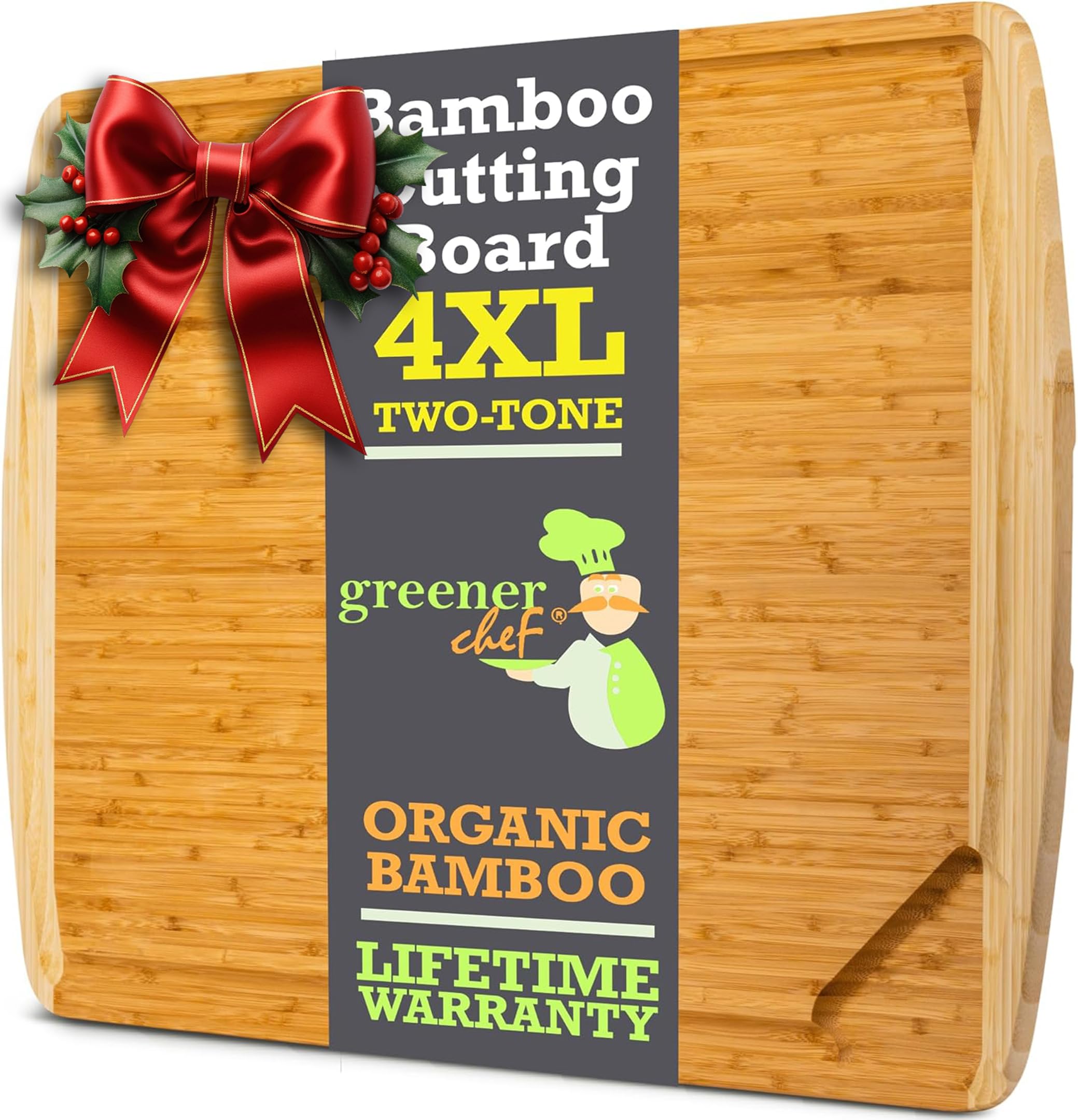 GREENER CHEF 36 Inch 4XL Extra Large Cutting Board with Lifetime Replacements - Wood Butcher Block Cutting Board - Bamboo Stove Top Cover for Extra Countertop Space - Giant Wood Charcuterie Board
