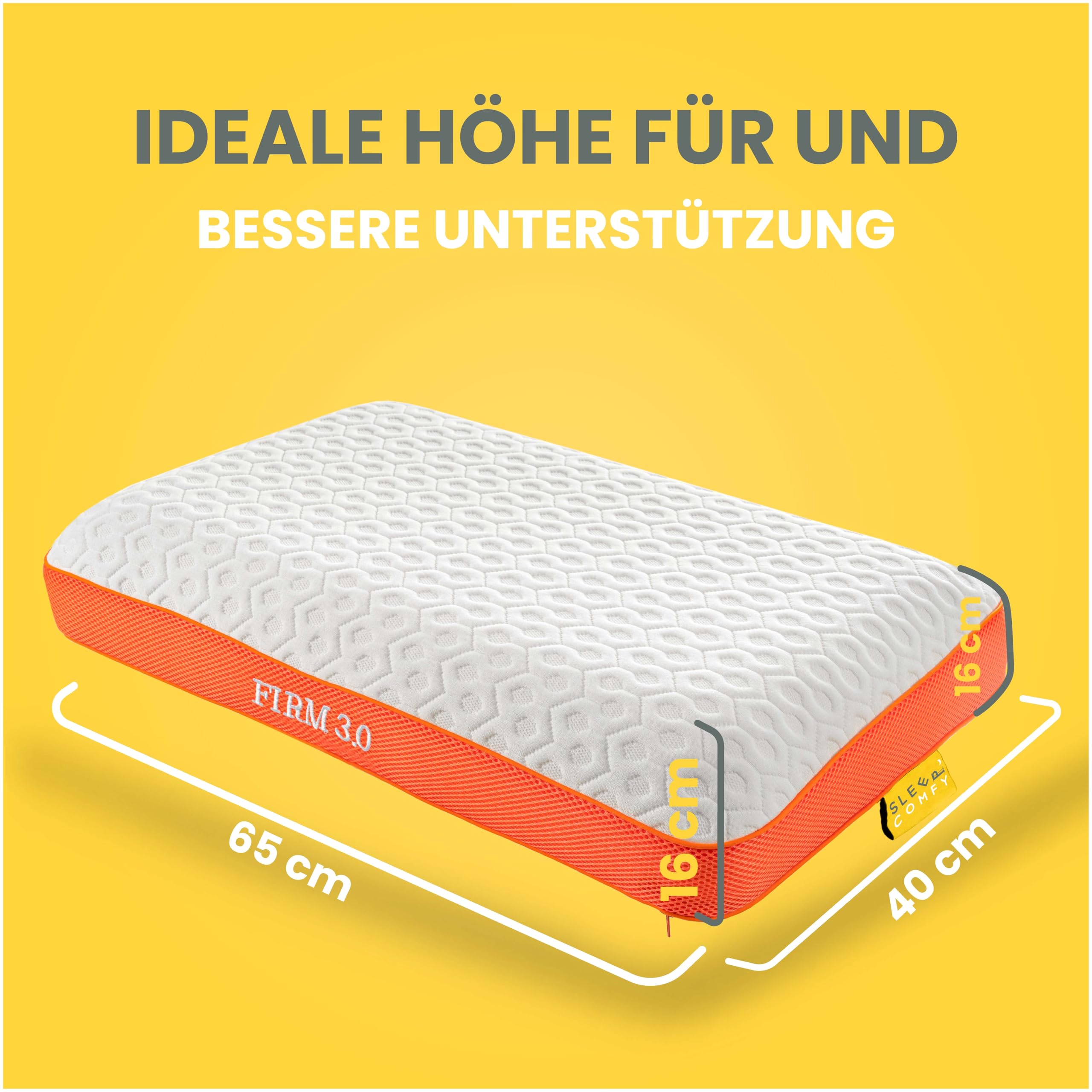 SLEEP COMFY Cuscino cervicale di lusso, in memory foam, ergonomico e ortopedico, con durezza, certificato Oeko-TEX, per tutti
