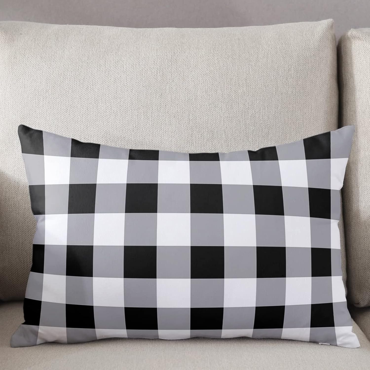 T&H XHome Pillow Covers 24x36 Inch - Body Vintage Farmhouse Black White Buffalo Check Plaid Soft Brushed Microfiber Pillowcases with Hidden Zipper Closure Bed Pillow Shams for Bedroom Sofa Car