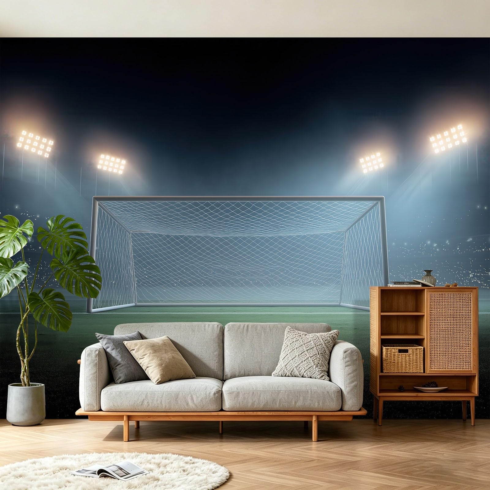Fototapeta sportowa piłka nożna boisko do piłki nożnej fototapeta do sypialni pokoju sportowego, 300 x 210 cm fototapeta artystyczna, kolor zielony