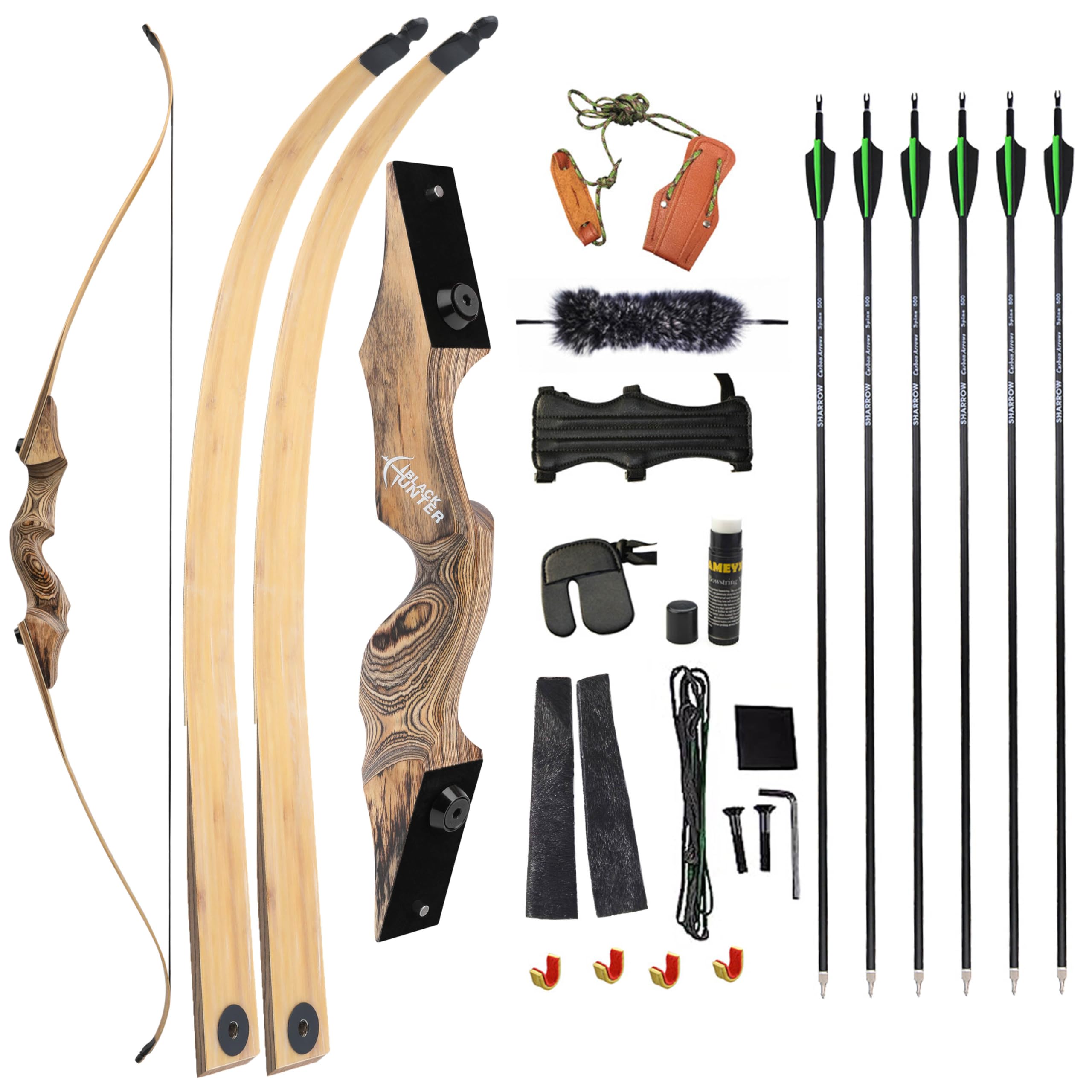 limaity 60 inch Archery Takedown Recurve Bow Hunting Target Recurve Bow 20-60lbs Traditional Longbow for Beginner Adult Hunting Target Shooting Right Hand