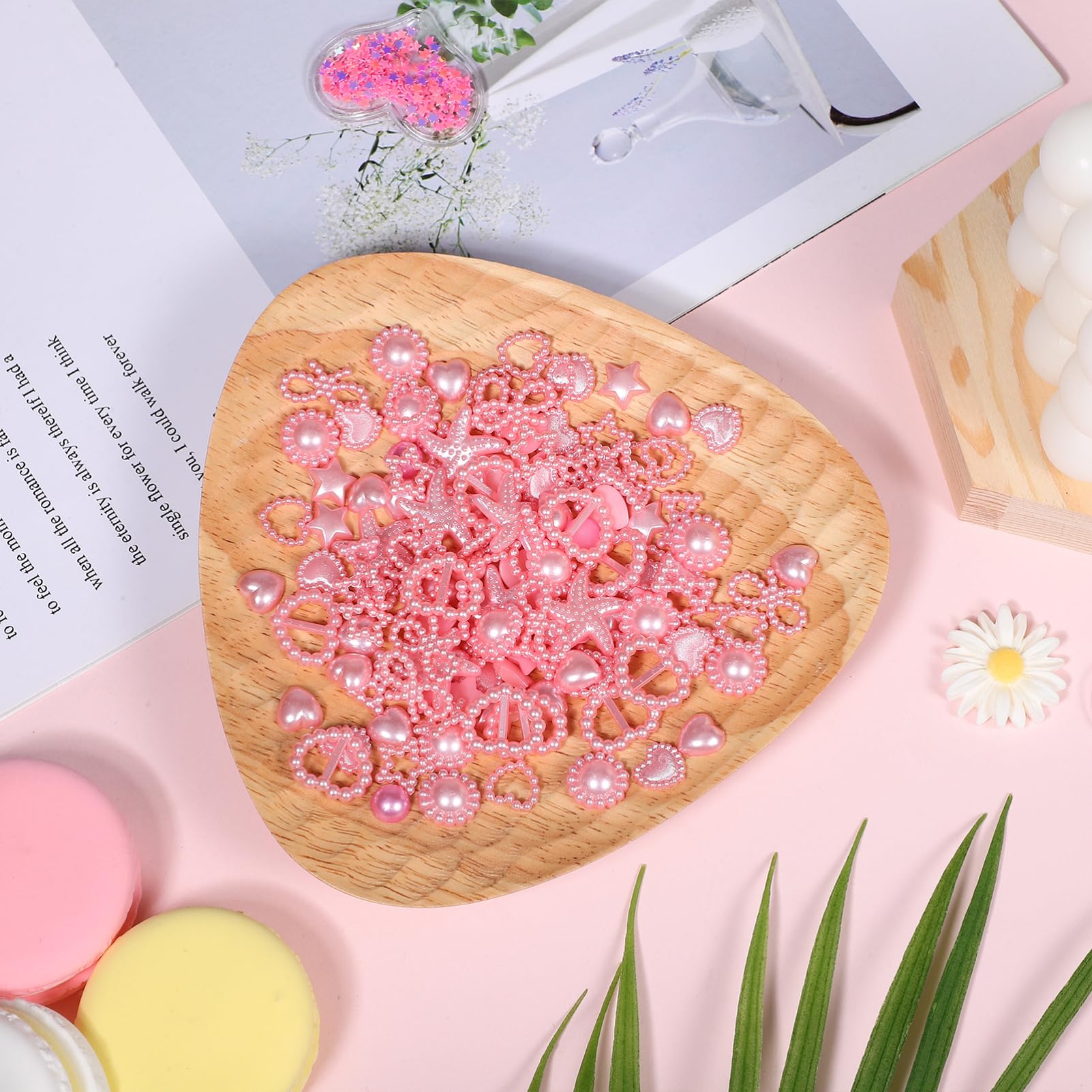 CALLARON 4Bags DIY Plastic Nail Charms Beads of Heart Star Bowknot Decorations for Nail Art Crafting Jewelry Making Lightweight Durable Decorative Accessories